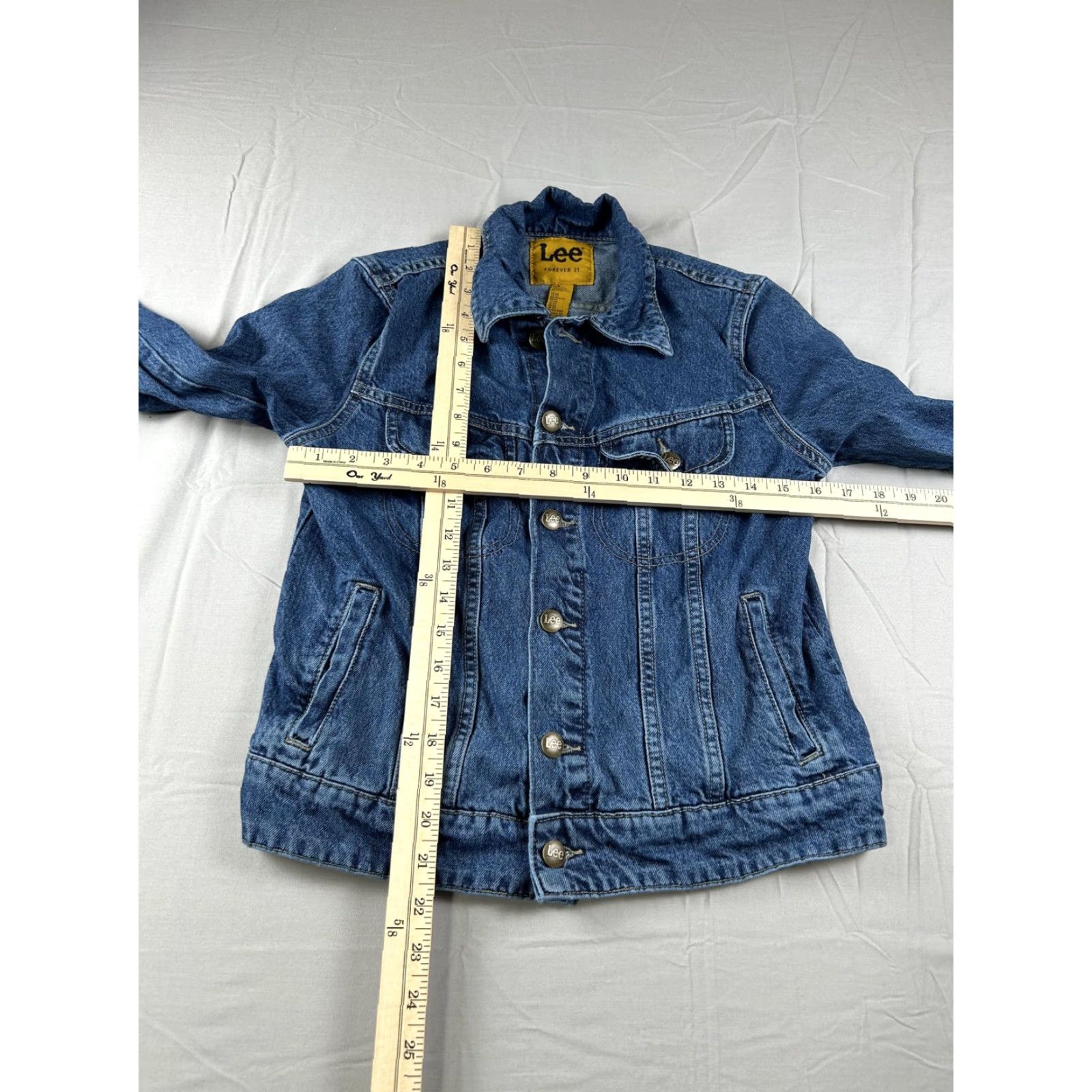 Lee Lee Denim Jacket Womens XS Blue Western Embroidered Trucker Jean Jacket Short Front Buttoned Crew Neck Collared Casual Vintage No Size 26" / US 2 / IT 38 - 4 Thumbnail