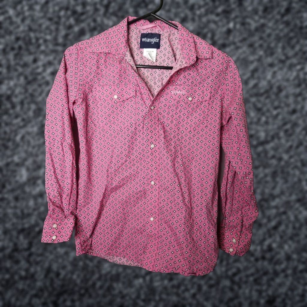 Wrangler Womens L Wrangler Pink Breast Cancer Awareness Pearl Snap Western Shirt Size L / US 10 / IT 46 - 1 Thumbnail