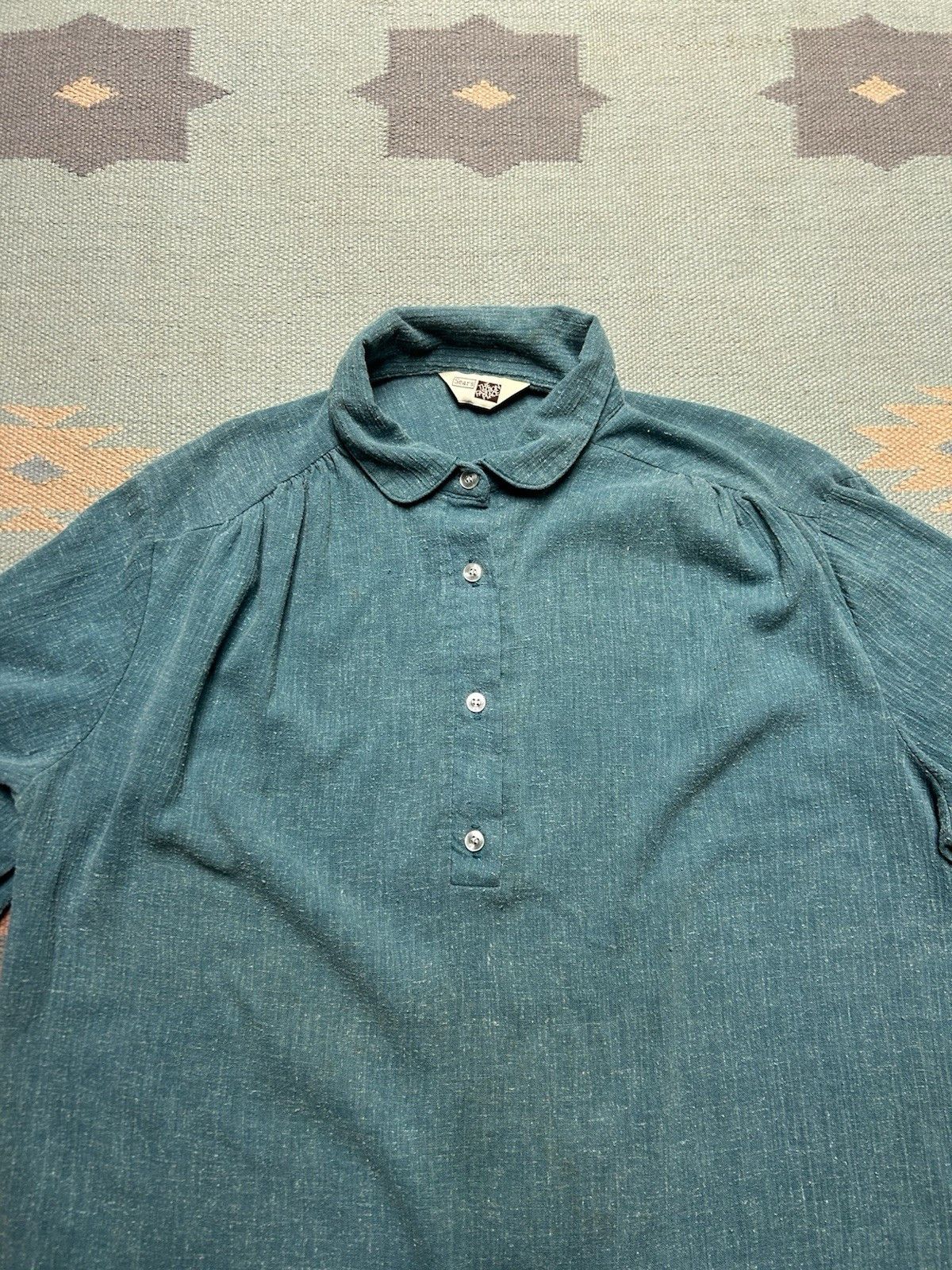 Vintage Vintage 70s pullover shirt textured 1/2 button women’s 42 XL Size XL / US 12-14 / IT 48-50 - 3 Thumbnail