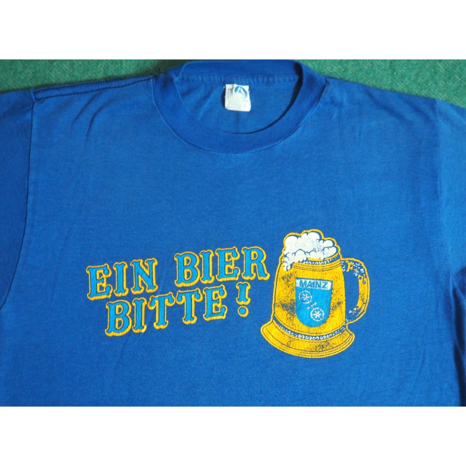 Vintage VTG 70s Artex Mainz German Beer Promo Ale Stein Blue Tee T-Shirt Mens M Size US M / EU 48-50 / 2 - 3 Thumbnail