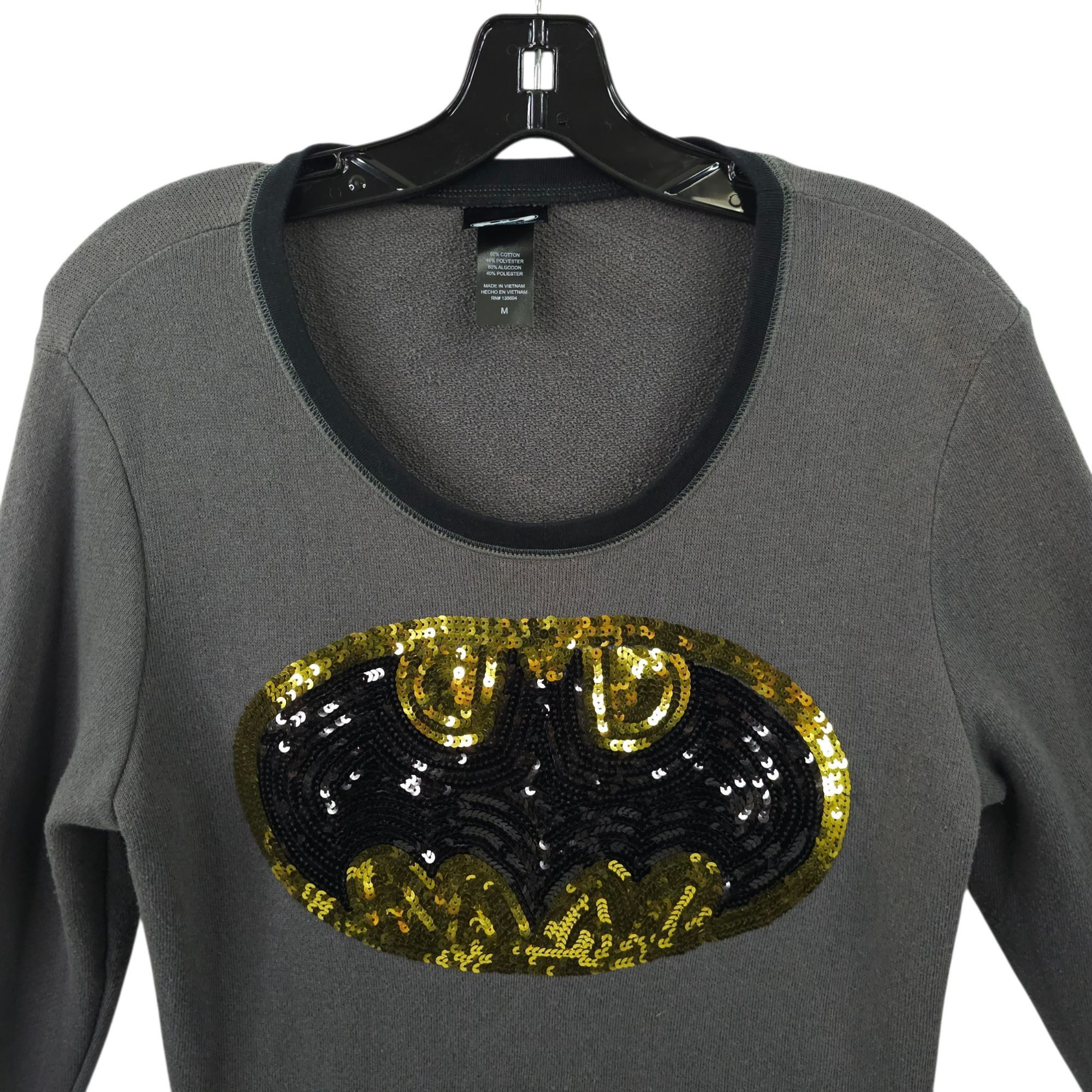 DC Comics DC Comics Batman Sequins Sweater Womens M Pullover Ringer Size M / US 6-8 / IT 42-44 - 9 Thumbnail