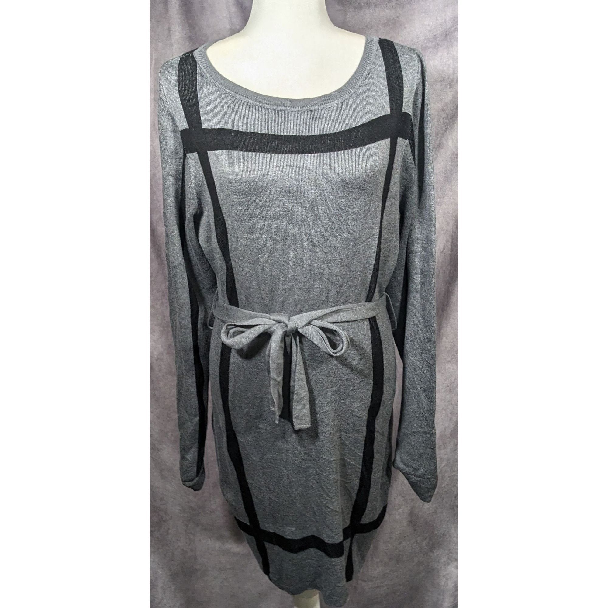 Other Love Scarlett Grey And Black Accent Striped Tie Waist Sweate Size L / US 10 / IT 46 - 4 Thumbnail
