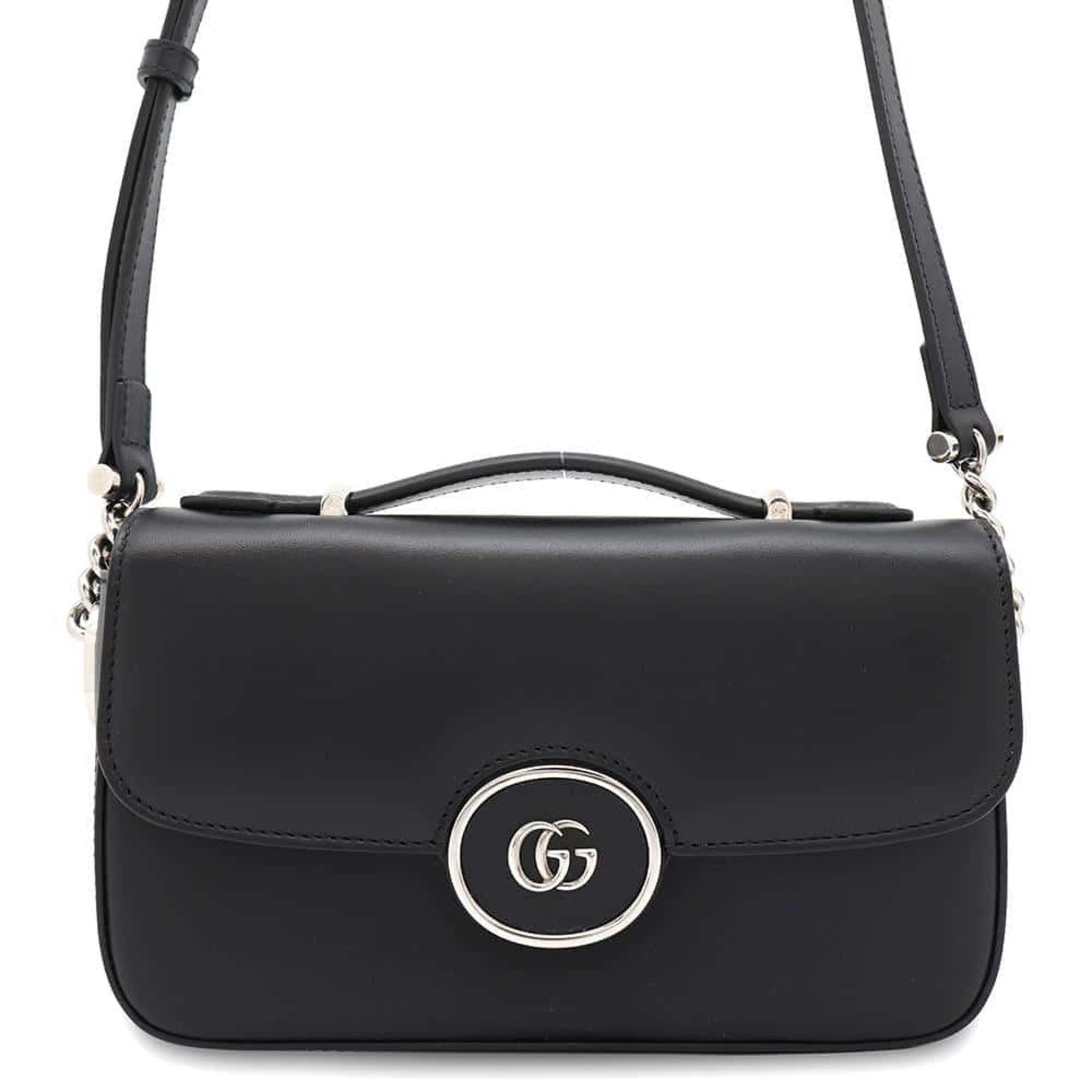 Gucci Shoulder Bag Petite GG Mini Leather 739722 Gucci 2Way Black Petite, Women's
