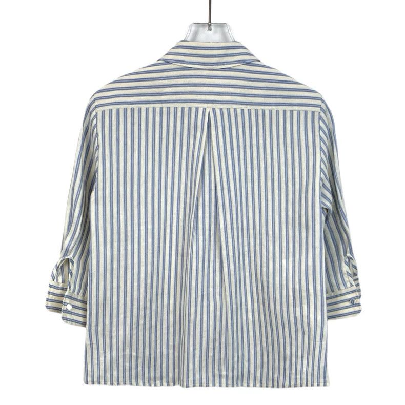 Gucci Gucci Size 38 Light blue cotton-linen blend striped lapel Size US XS / EU 42 / 0 - 2 Thumbnail
