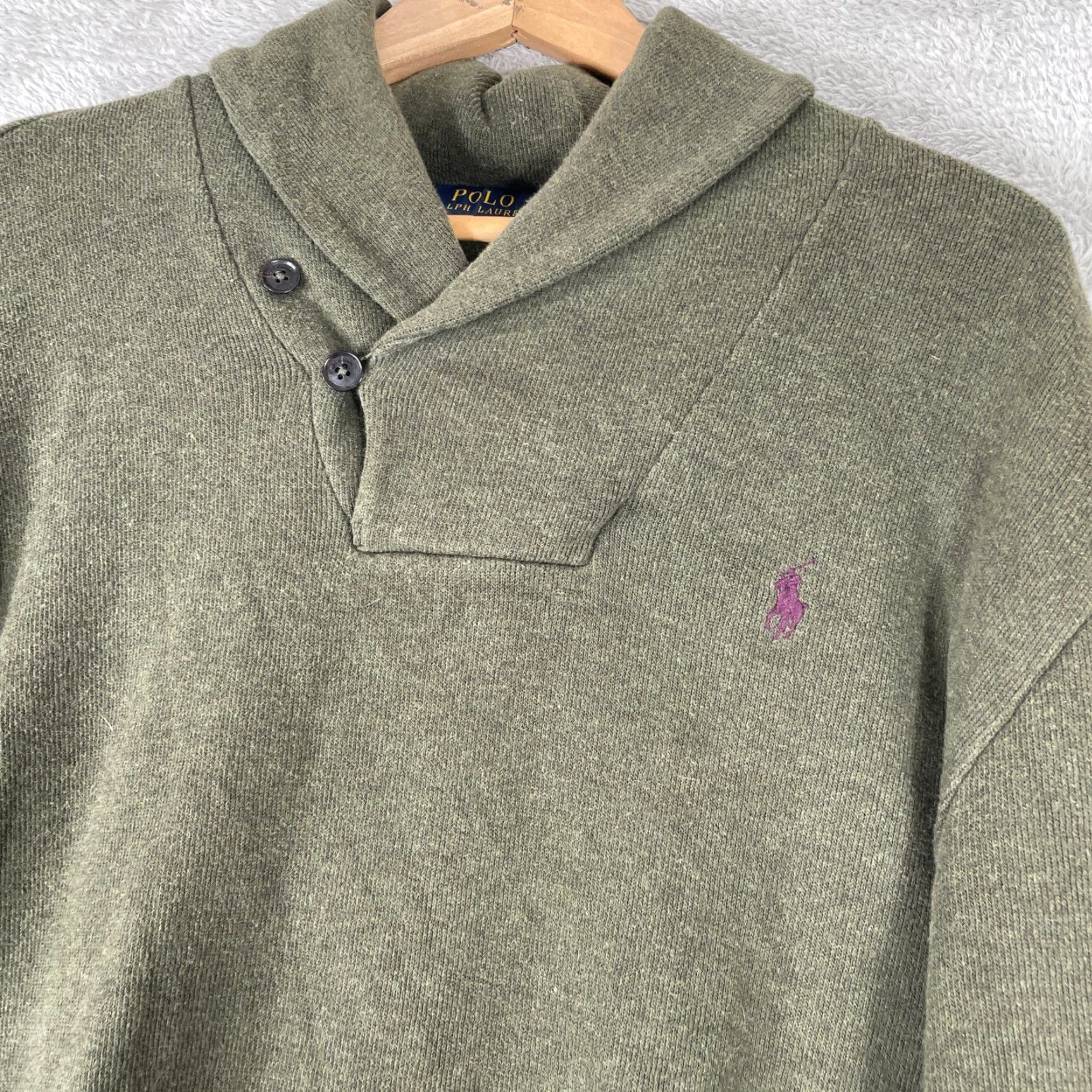 Polo Ralph Lauren Polo Ralph Lauren Sweater Mens L Green Shawl Neck Elbow Patches Pullover Shirt Size US L / EU 52-54 / 3 - 4 Thumbnail