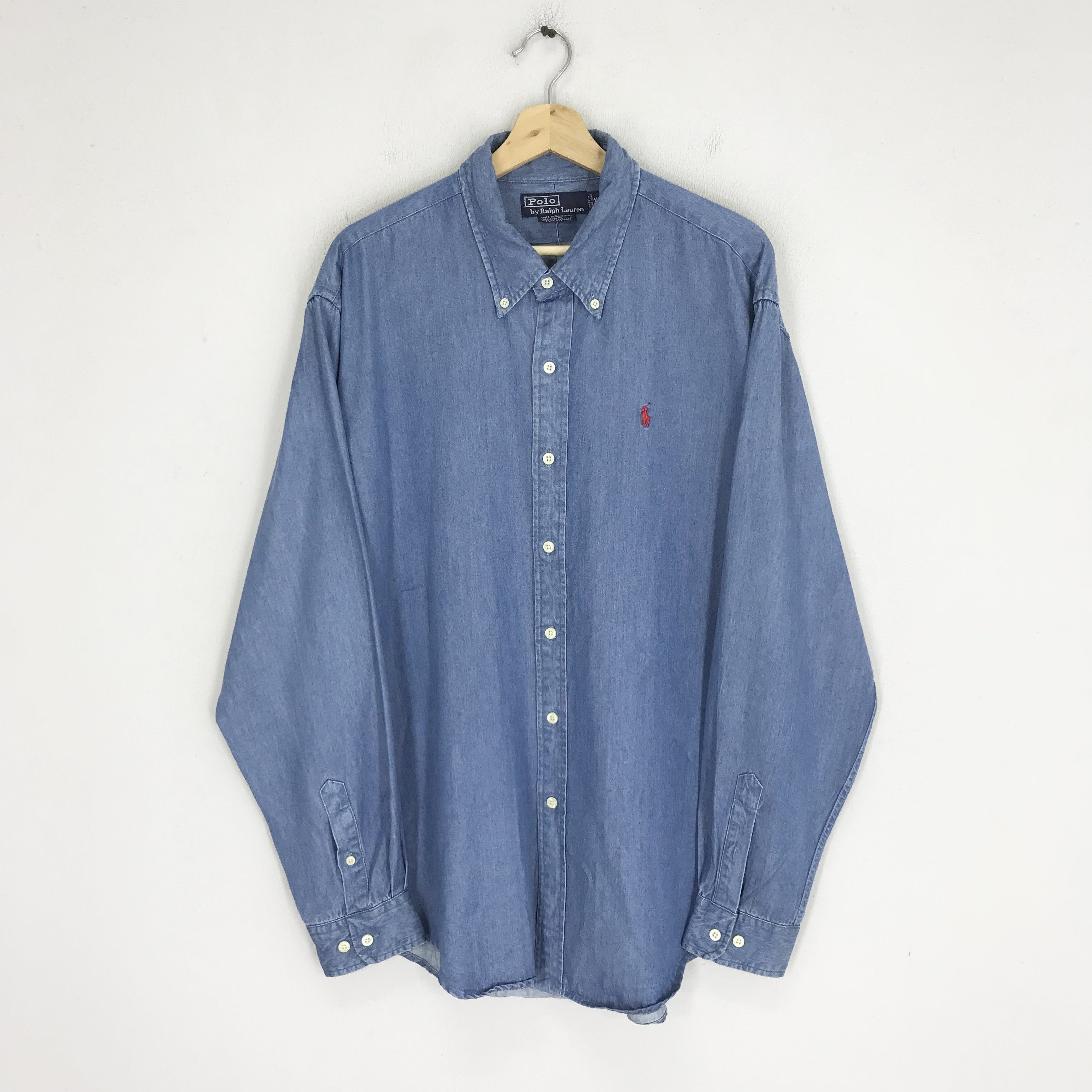 Polo Ralph Lauren Vintage 90s Polo Ralph Lauren Jeans Blue Shirt Size US XL / EU 56 / 4 - 1 Thumbnail
