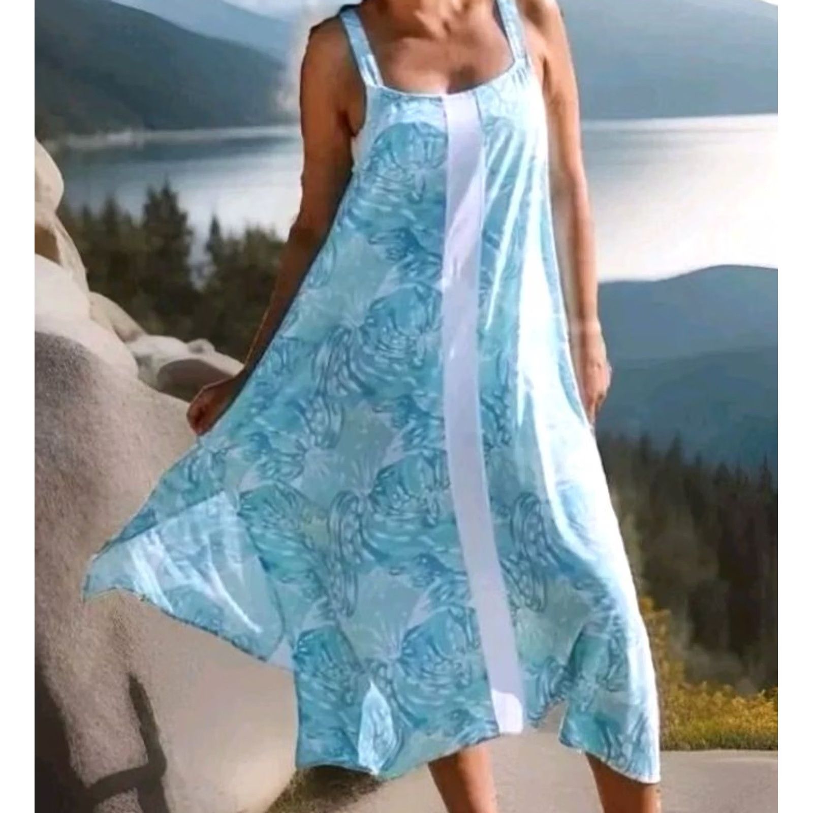 Vintage Lilibridge Womens M Oversized Floral Dress Beach Cover Up Tropical Boho Coast Size M / US 6-8 / IT 42-44 - 2 Thumbnail