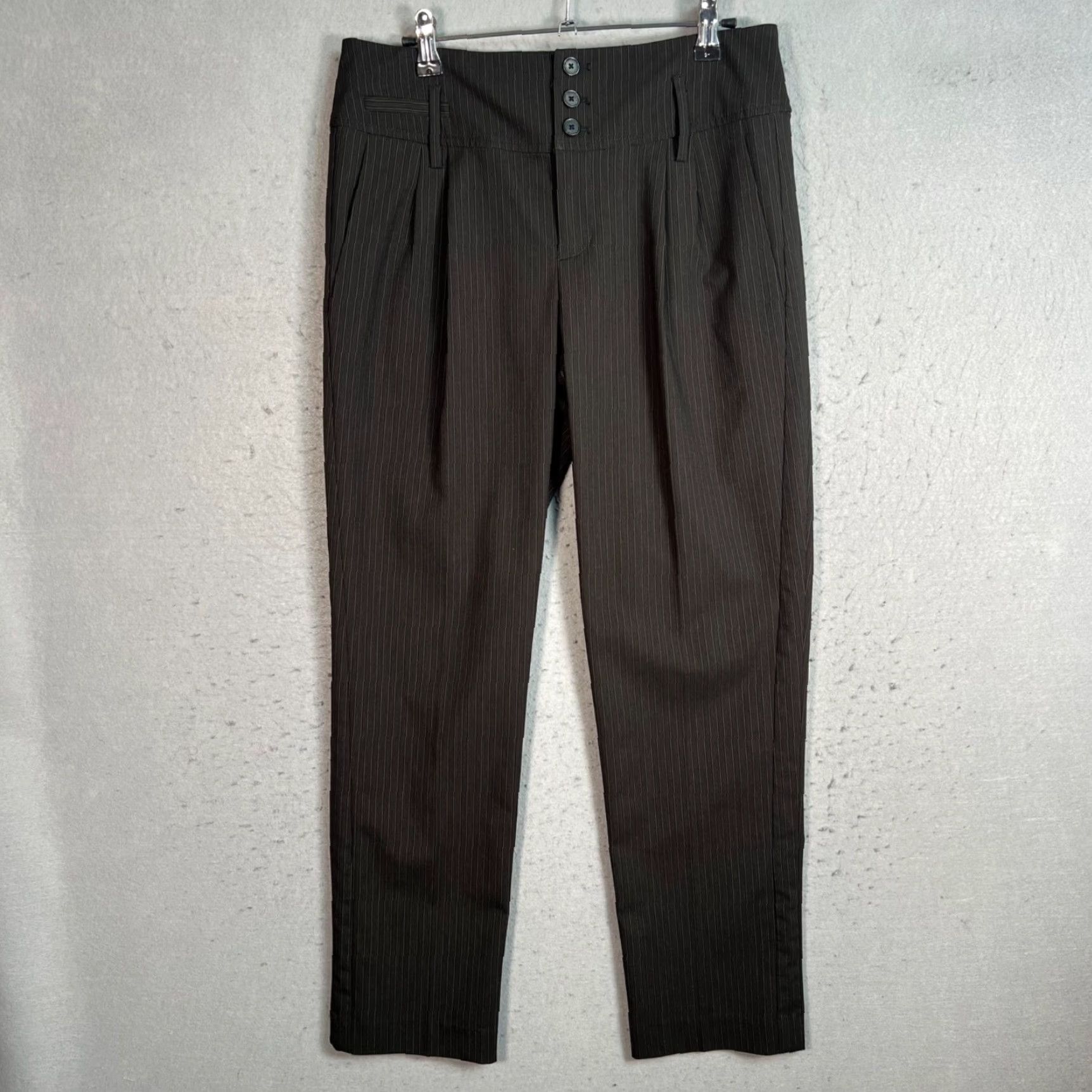 Calvin Klein Calvin Klein Womens Slim Fit Dress Pants Charcoal Pinstripe Riley Trousers Size 28" / US 6 / IT 42 - 2 Thumbnail