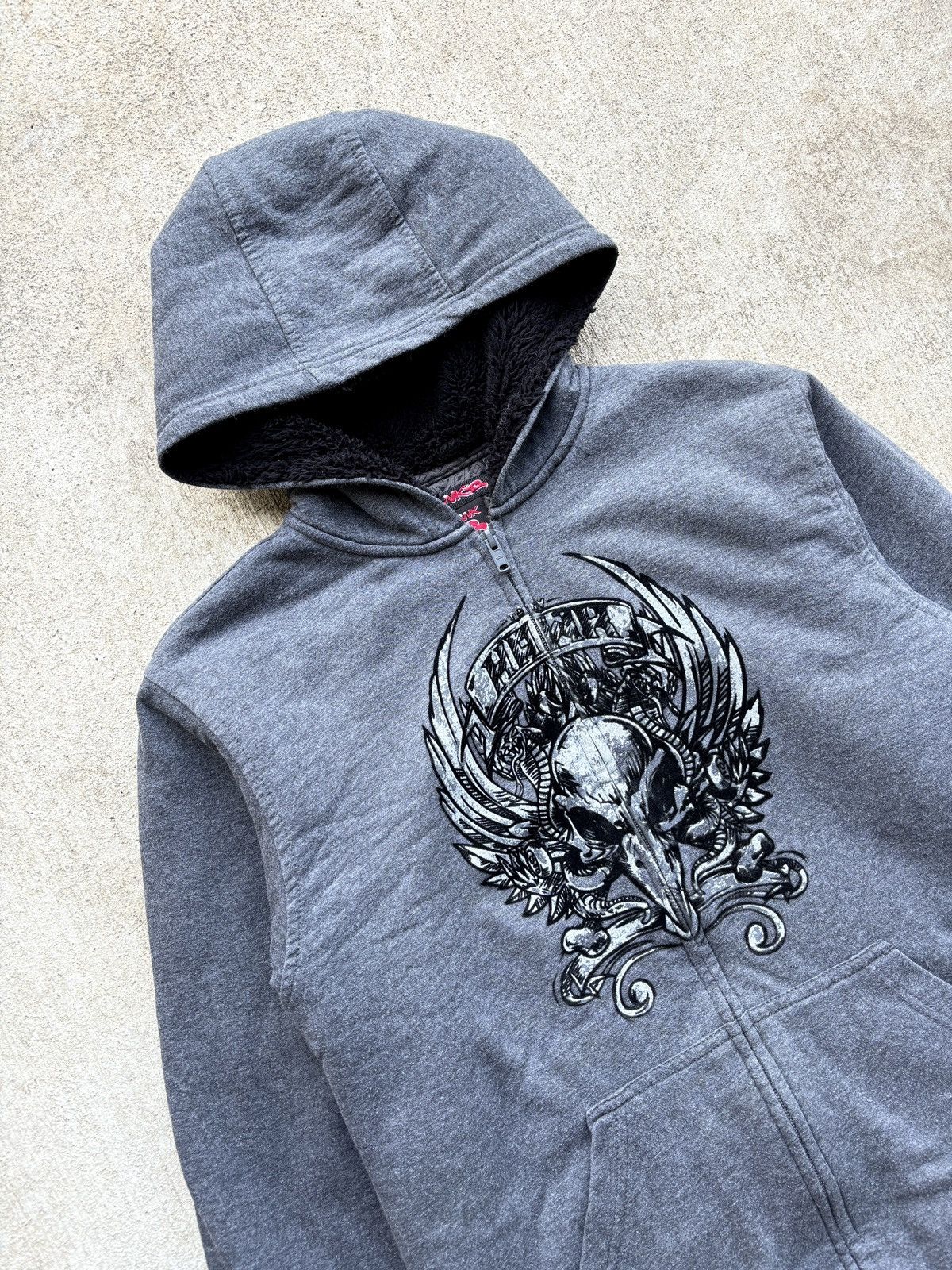 Affliction Streetwear Tony Hawk Y2K Crazy Skeleton Wings Affliction Style Hawk Zip Up Hoodie Grailed