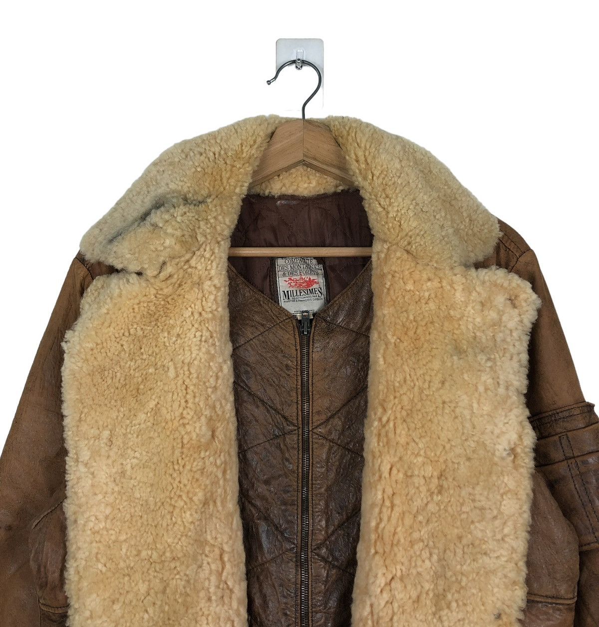 Marithe + Francois Girbaud 🔥VINTAGE 80’s BIKER LEATHER JACKET MILLESIMES SHERPA COLLAR Size US S / EU 44-46 / 1 - 12 Thumbnail