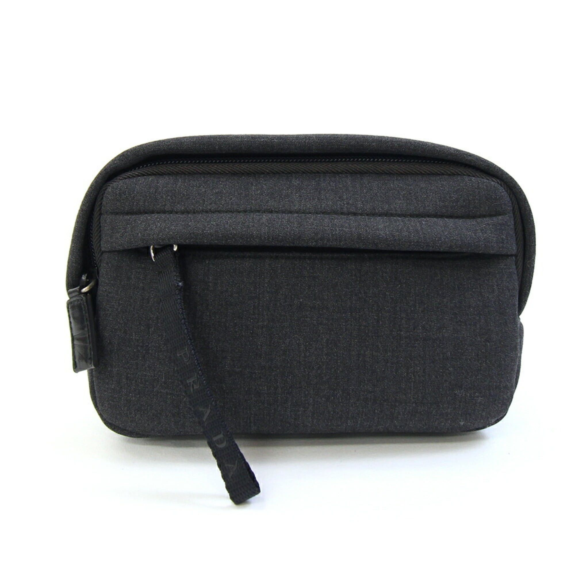 Prada Prada Handbag Pouch MV566 Gray Canvas Makeup Men's Women's PRADA Size ONE SIZE - 1 Thumbnail