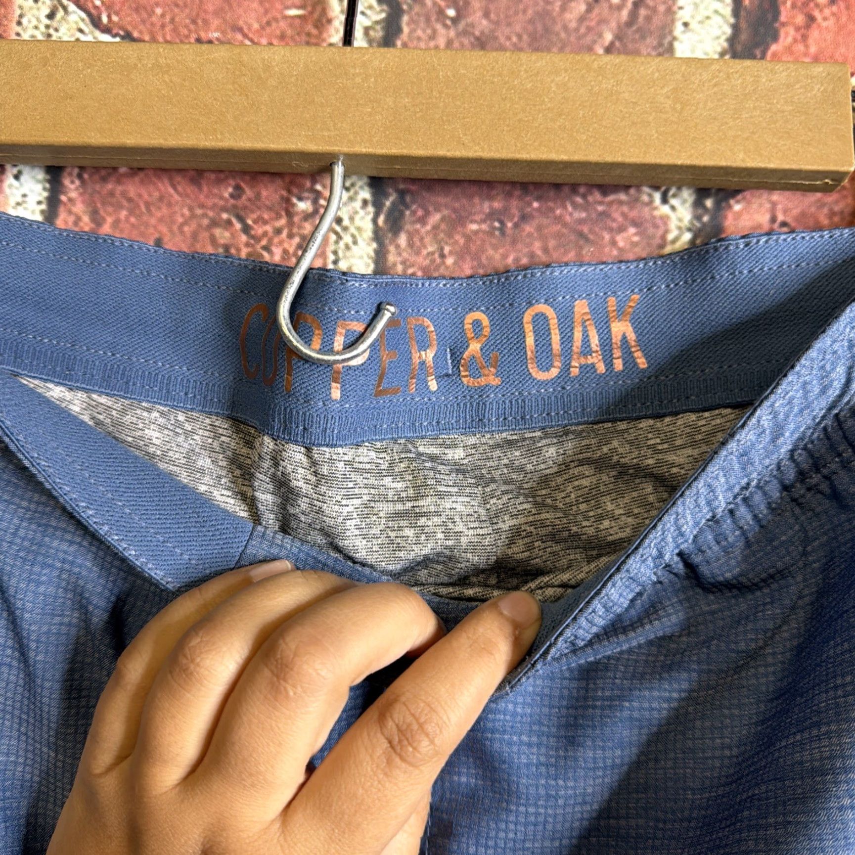 Vintage Copper & Oak Blue Stretch Lined Shorts Men’s XL Drawstring Elastic Waist Casual Size US 36 / EU 52 - 2 Thumbnail
