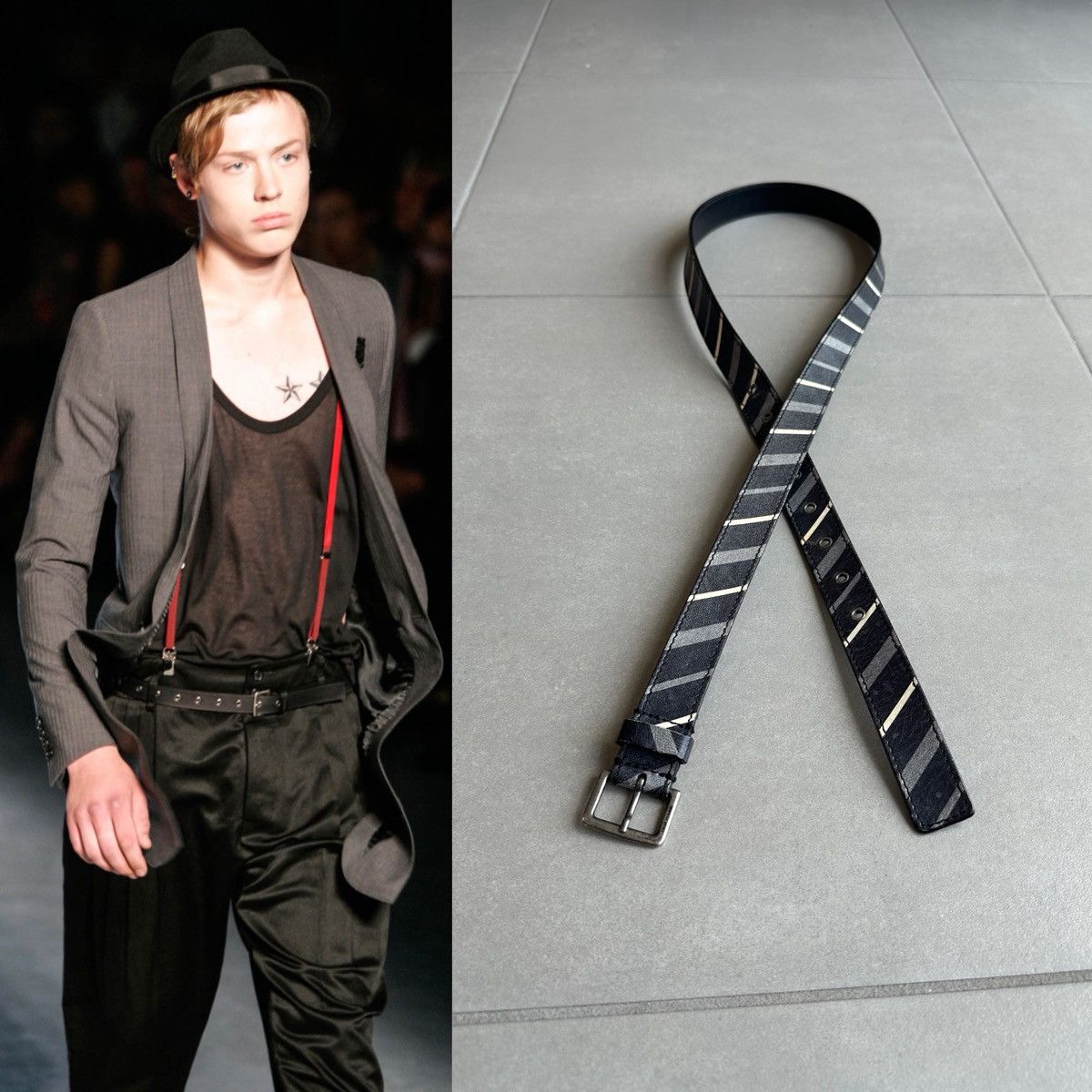 Dior × Hedi Slimane Dior Homme SS06 striped slim belt Size ONE SIZE - 1 Thumbnail