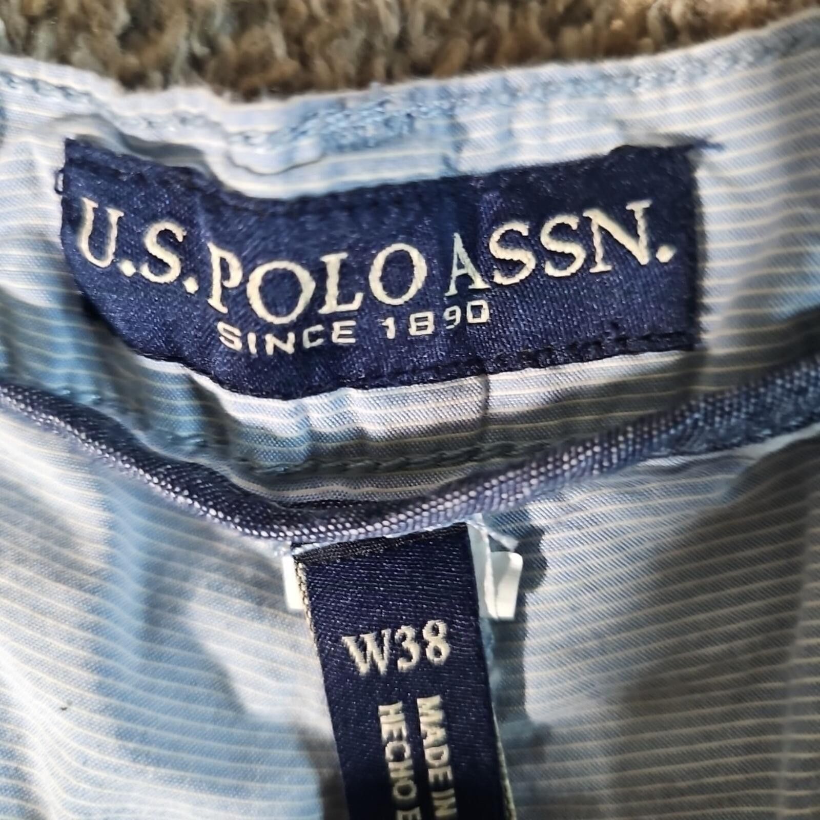 U.S. Polo Assn. U.S. POLO Sz 38 Blue Seersucker Shorts Size US 38 / EU 54 - 3 Thumbnail