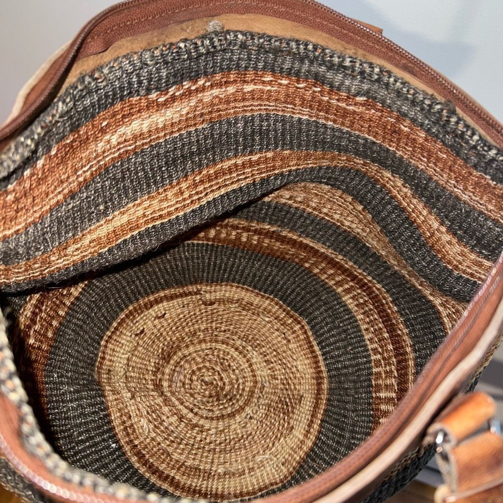 Vintage Vintage African Sisal Market Woven Bag Leather Handles & Str Size ONE SIZE - 8 Thumbnail