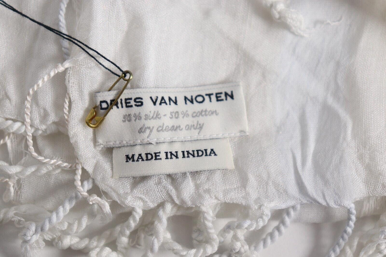 Dries Van Noten Dries Van Noten Unisex White Farriss Scarf Silk Cotton NWT Size ONE SIZE - 5 Thumbnail