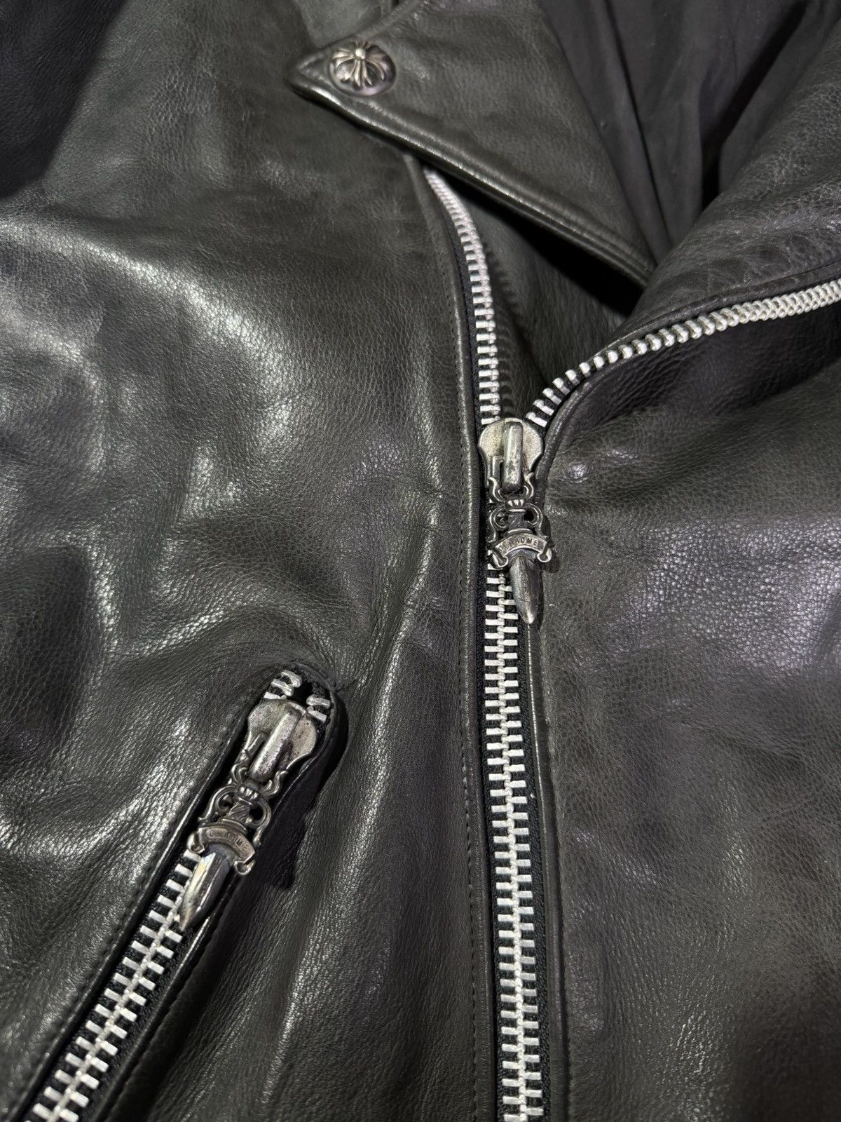 Chrome Hearts RARE! VINTAGE FIRST DAGGER PULL LEATHER JACKET Size US L / EU 52-54 / 3 - 6 Thumbnail