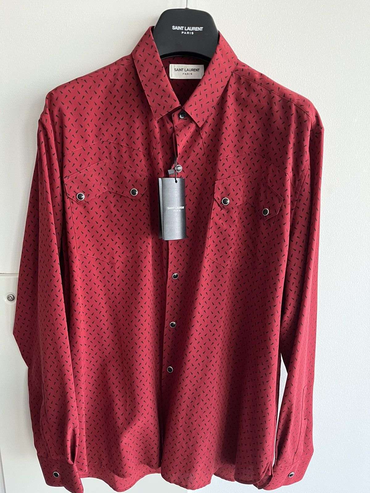 Hedi Slimane × Saint Laurent Paris × Yves Saint Laurent Saint Laurent Runway $1,300 Pure Silk Chemise CDC Shirt Size US L / EU 52-54 / 3 - 7 Thumbnail
