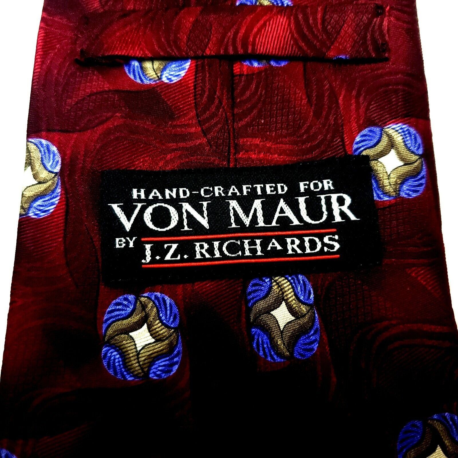 Designer Jz Richards Von Maur Silk Tie Print Red Floral Abstract Clas Size ONE SIZE - 4 Thumbnail
