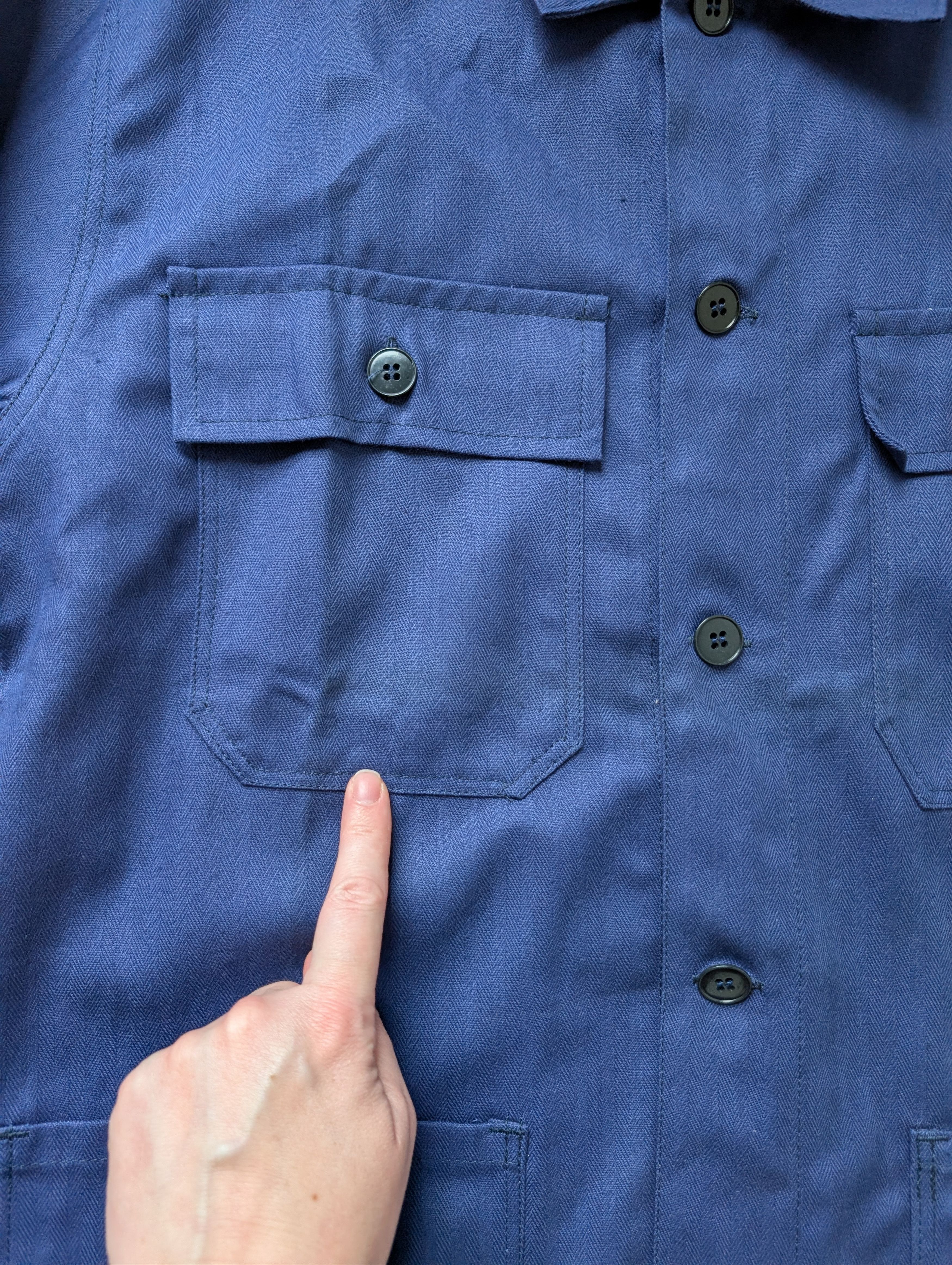 Vintage VTG sanfor moleskin blue jacket workwear French chore coat Size US M / EU 48-50 / 2 - 4 Thumbnail