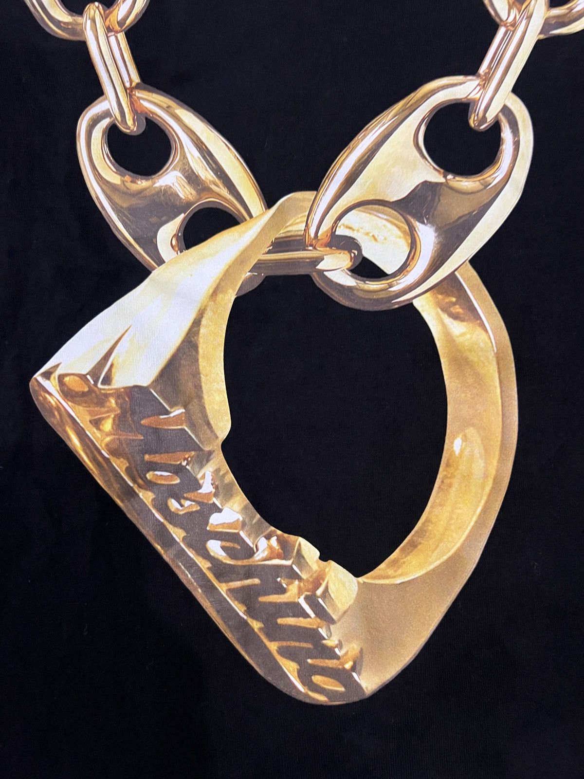 Moschino Moschino Ring & Gold Chain Graphic T-Shirt Size US L / EU 52-54 / 3 - 6 Thumbnail