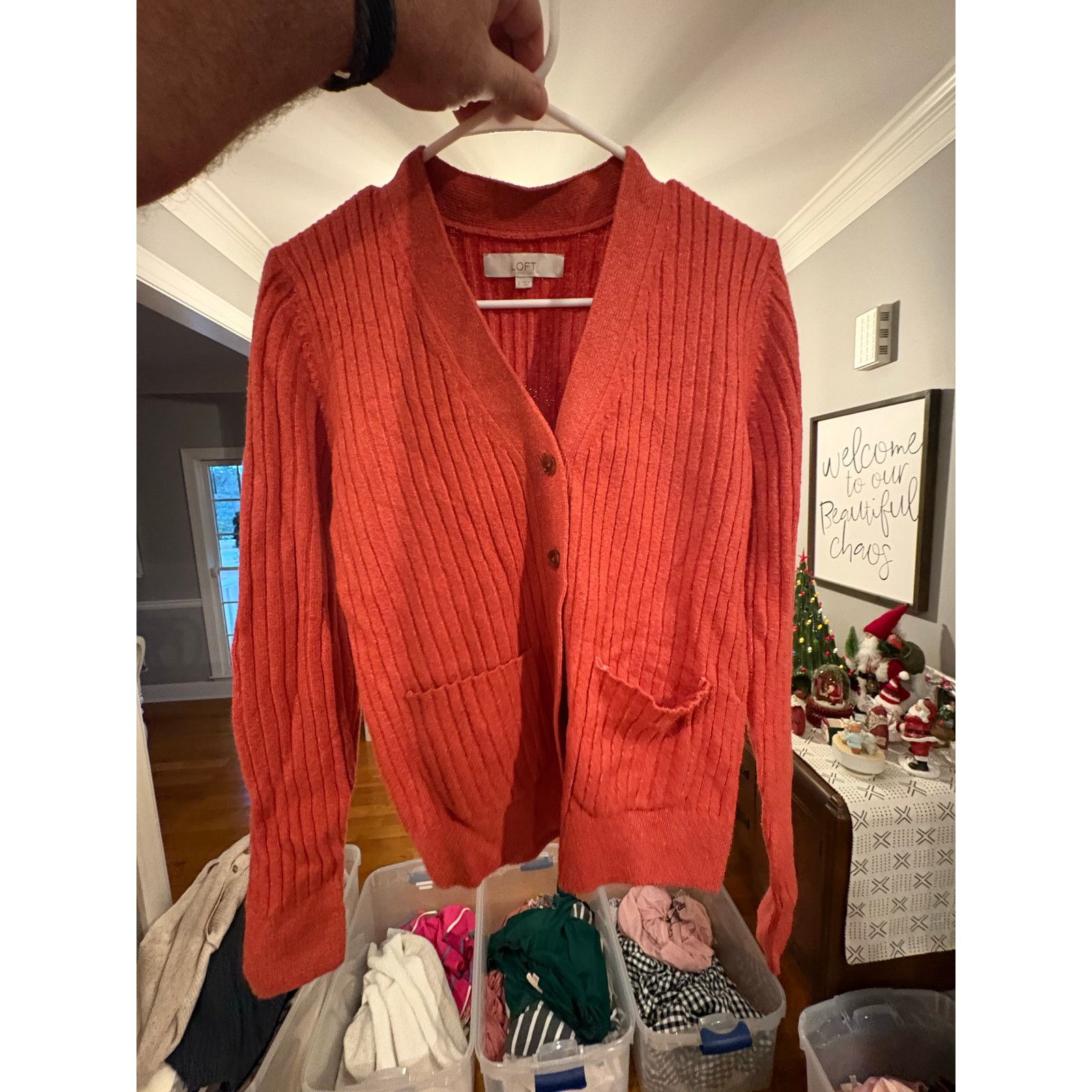 Loft LOFT Women’s Small Coral Ribbed Cardigan Sweater Size S / US 4 / IT 40 - 4 Thumbnail