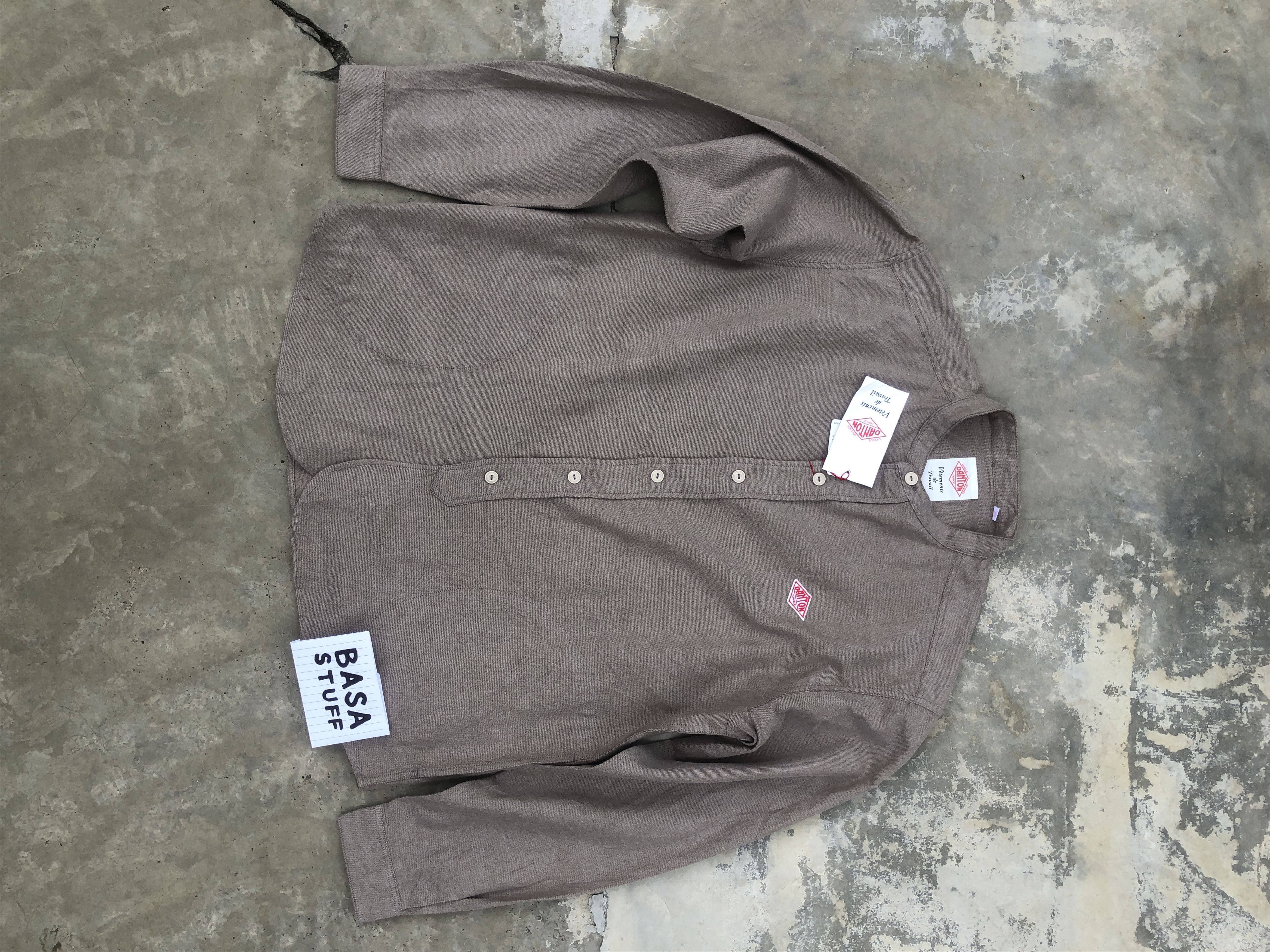 image of Danton Collar Shirt Beige Chambray, Men's (Size Medium)