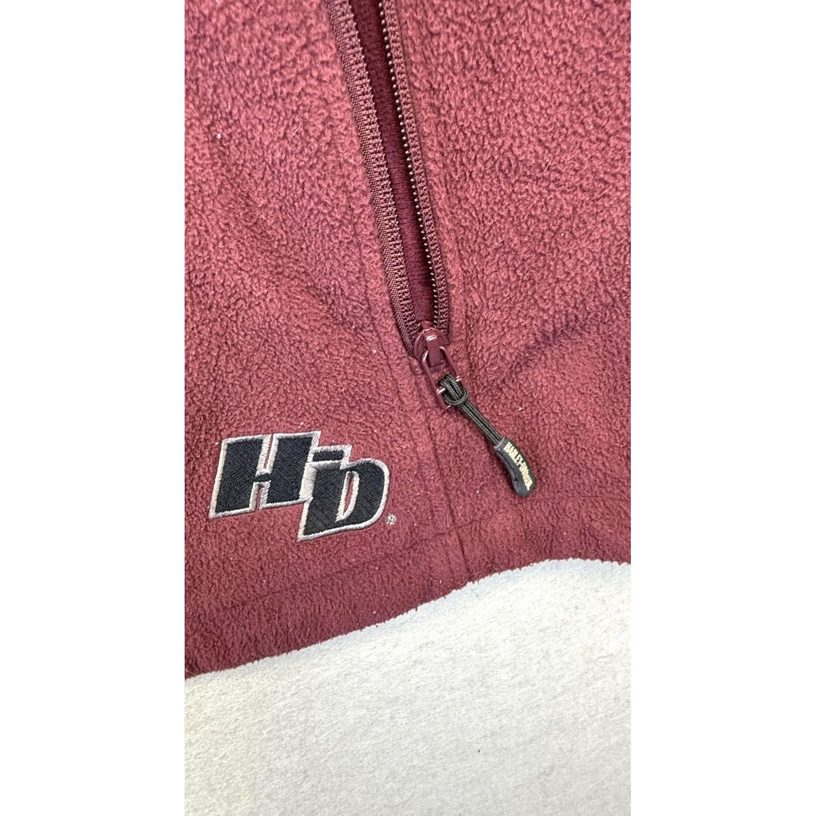 Harley Davidson VINTAGE Harley-Davidson Jacket Womens 2XL Burgundy Fleece Full Zip Spell Out Motorcycle Size XXL / US 16-18 / IT 52-54 - 2 Thumbnail