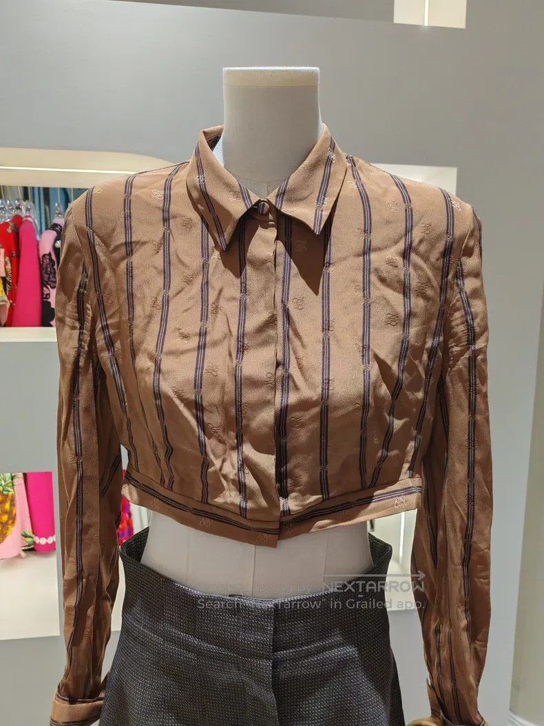 Fendi Fendi Coffee-colored striped short shirt Size XS / US 0-2 / IT 36-38 - 1 Thumbnail