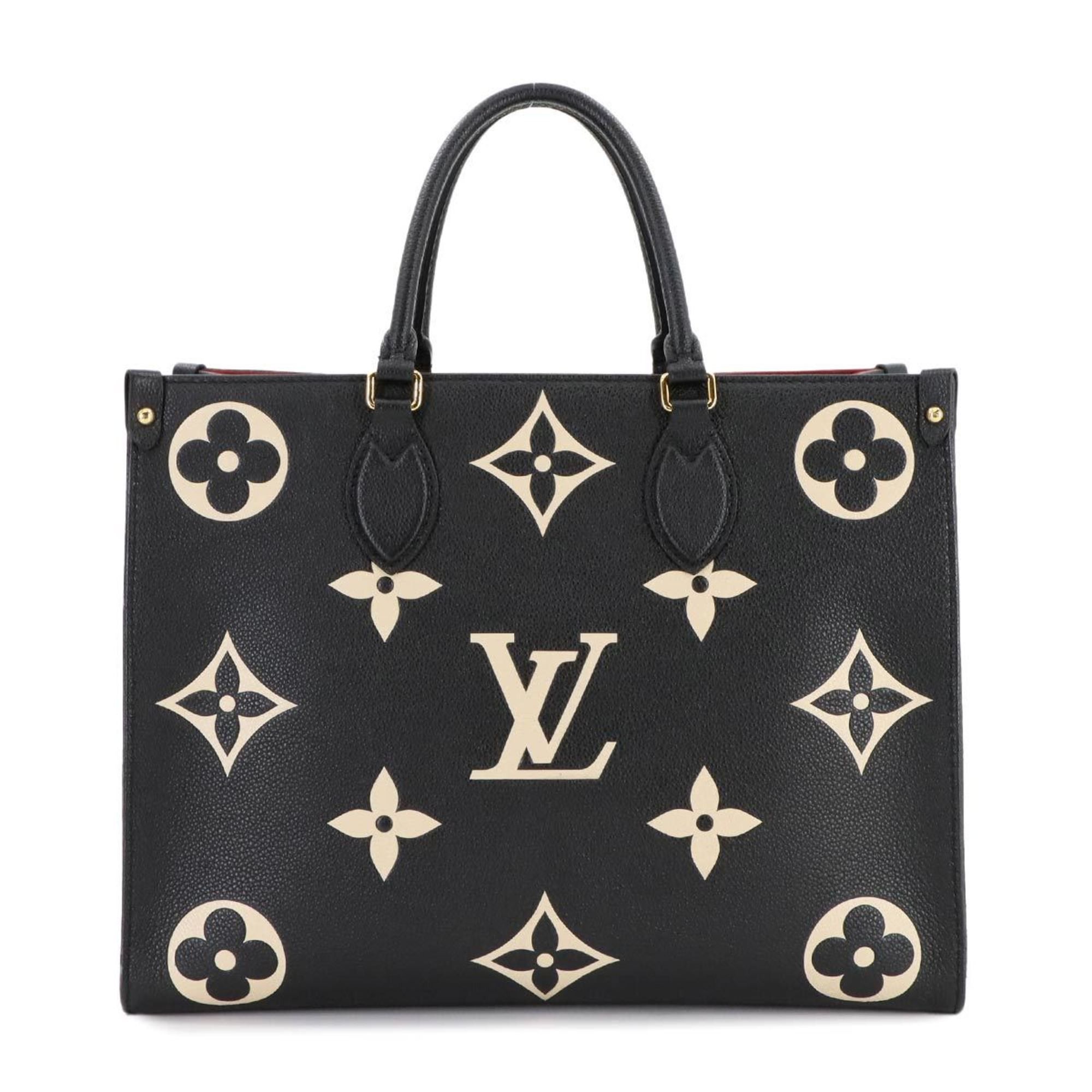 Louis Vuitton Monogram Empreinte On The Go Mm 2Way Tote Shoulder Bag Black Beige M45495 Onthego, Women's