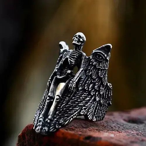 VIBE Skull Angel Ring Skull Wings Ring🔥🔥🔥 Size ONE SIZE - 2 Thumbnail