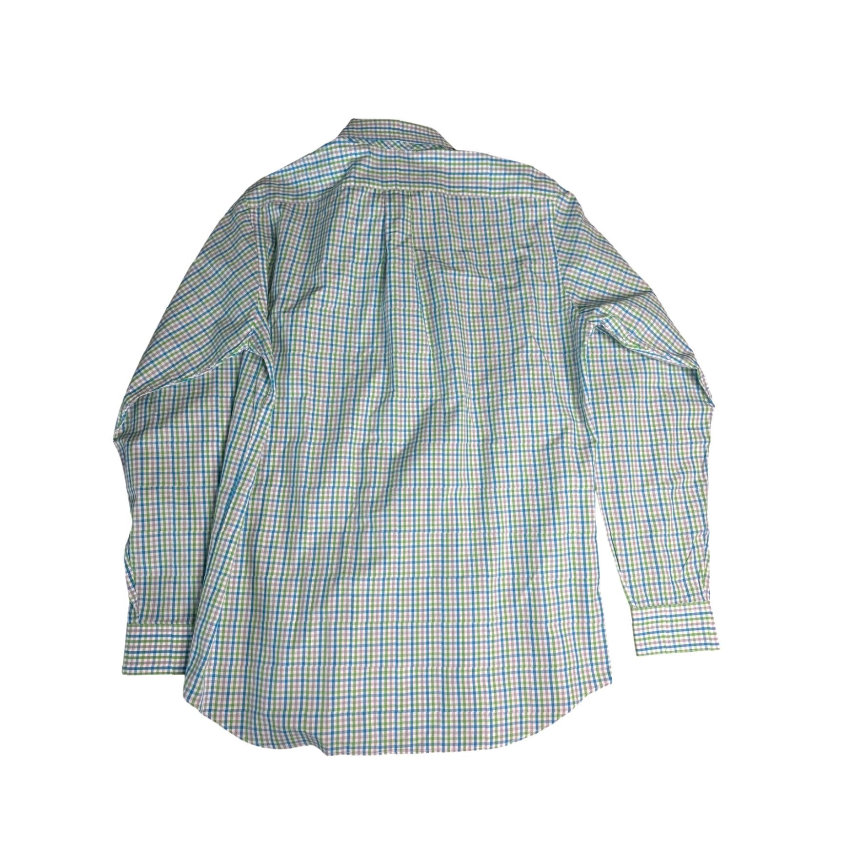 Vintage Paul Fredrick Men's Dress Shirt Plaid Shirt Long Sleeve 16x37 Blue 100% Cotton Long Staple Classic Fit Button-Down Barrel Cuff Pockets Size US L / EU 52-54 / 3 - 7 Thumbnail