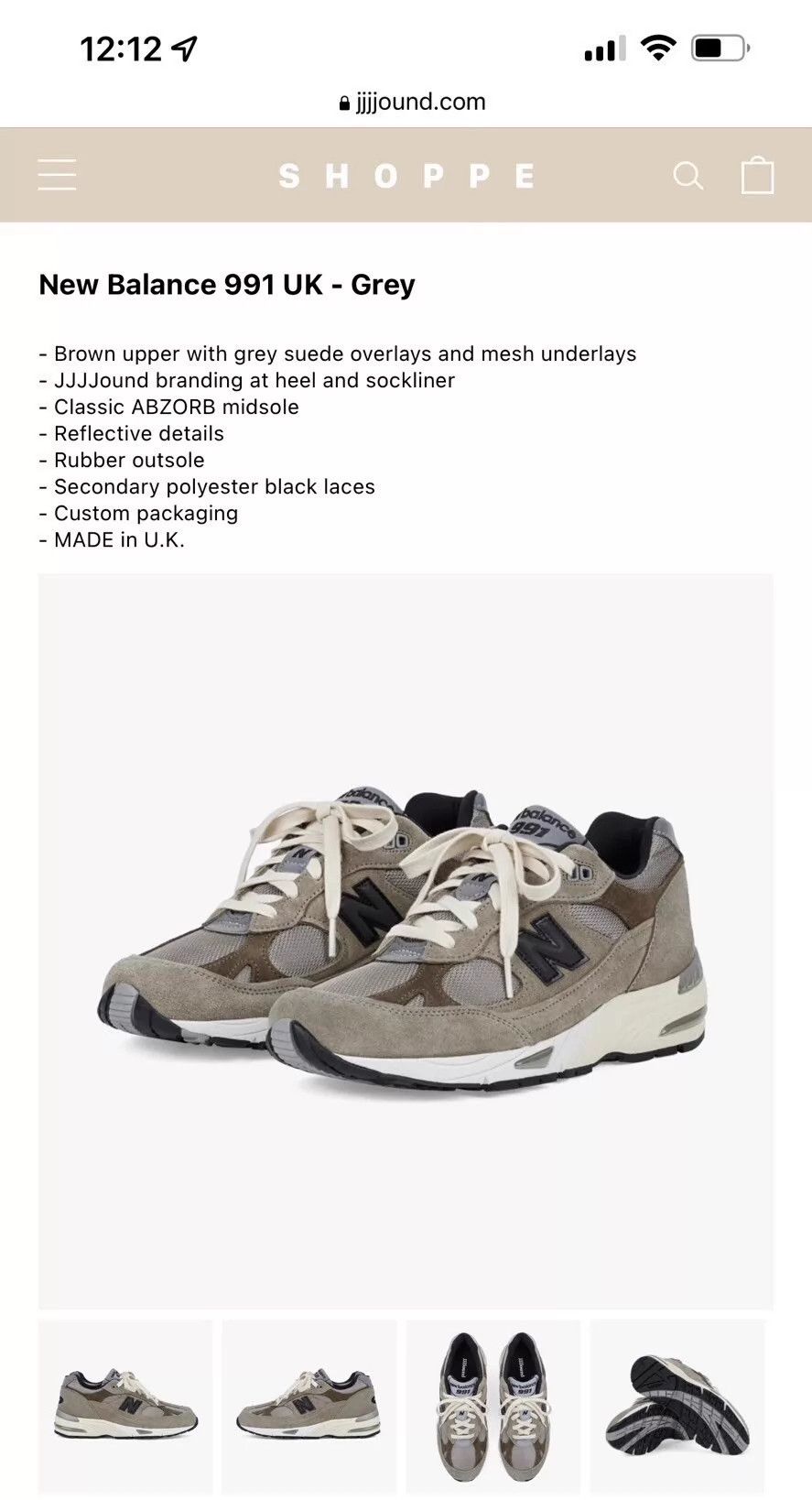 JJJJound JJJJound x New Balance 991 Men's Gray Casual Running Shoe Size US 9.5 / EU 42-43 - 1 Thumbnail