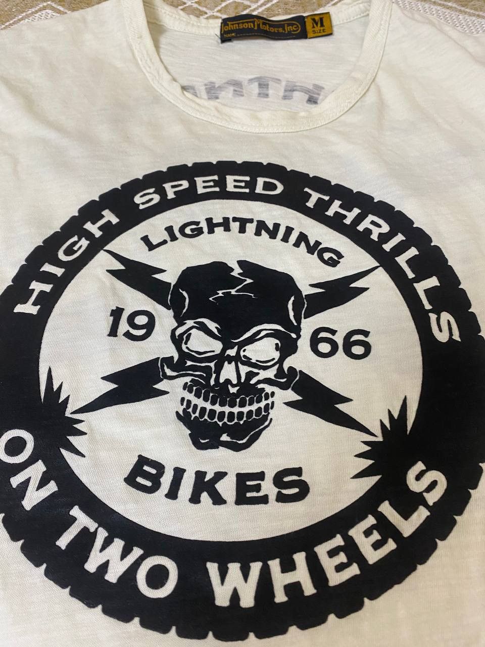 Johnson Motors 🔥 Johnson Motors High Speed Thrills Lightning Bikers T Shirt Size US M / EU 48-50 / 2 - 5 Thumbnail