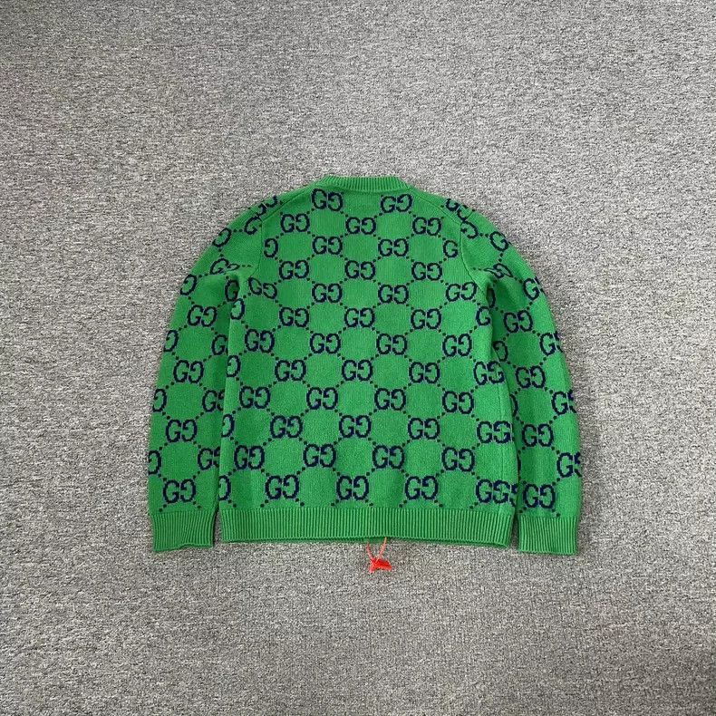 Gucci Gucci Green Knit Cardigan with Double G Print-2506 Size S / US 4 / IT 40 - 2 Thumbnail