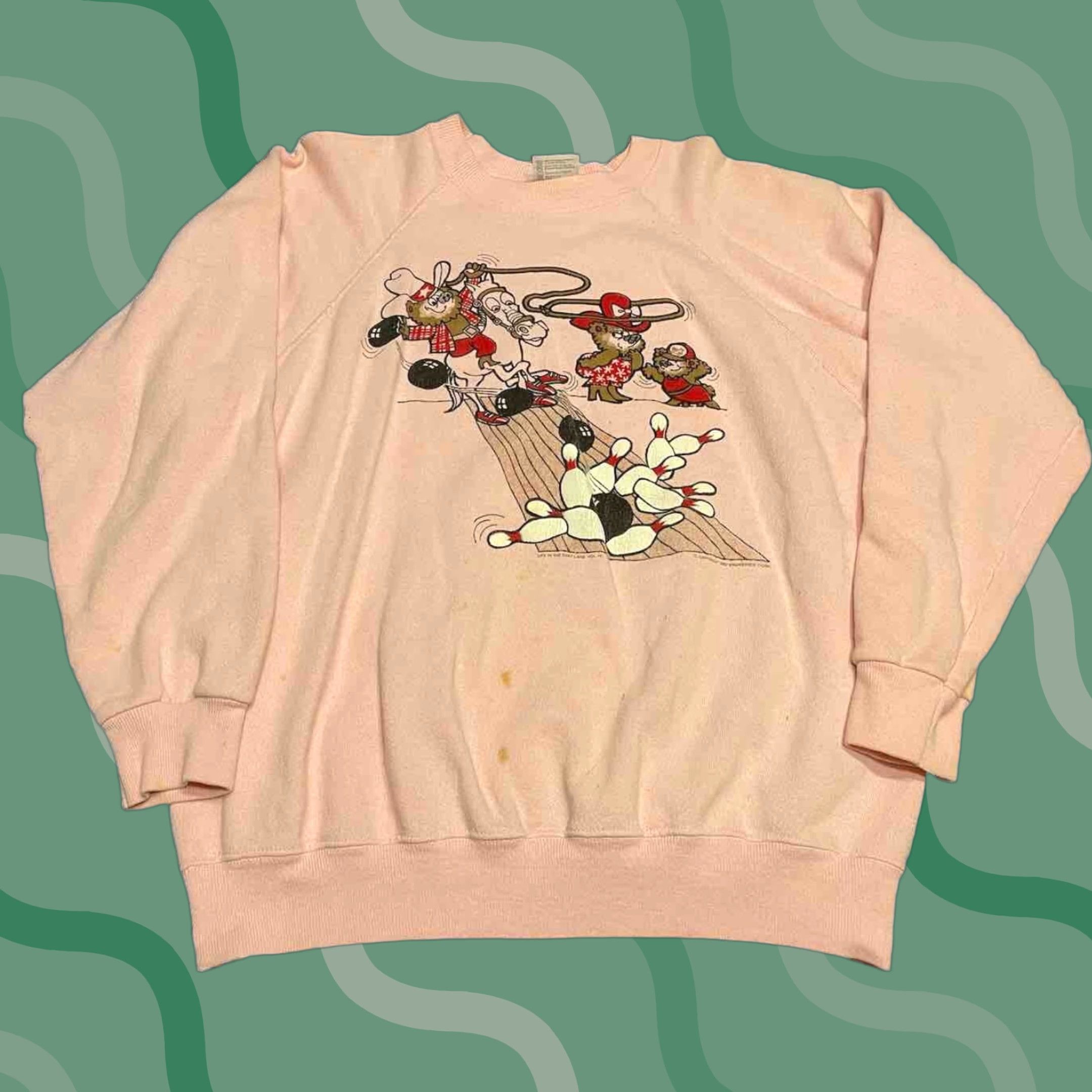 Jerzees VINTAGE Jerzees Sweatshirt Unisex Adults L 80s 90s Cow Pink Long Sleeve Crew Neck Pullover Activewear Size L / US 10 / IT 46 - 1 Thumbnail