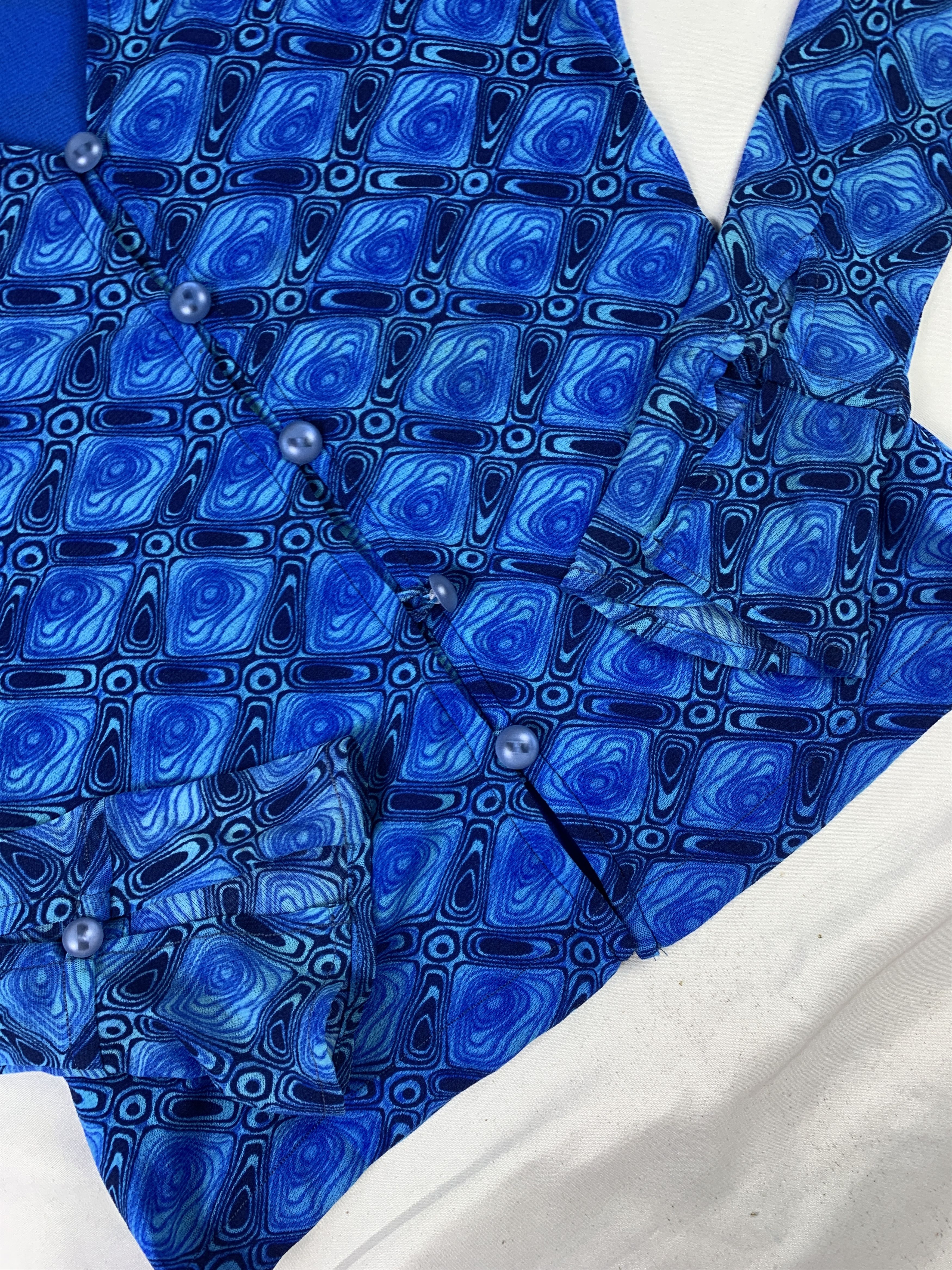 Japanese Brand Gold Line Printed Button up Mesh Top (S) Size S / US 4 / IT 40 - 4 Thumbnail