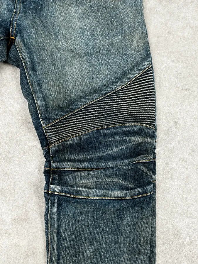 Balmain 2000s Balmain Blue Washed Biker Technical Jeans Size US 32 / EU 48 - 8 Thumbnail