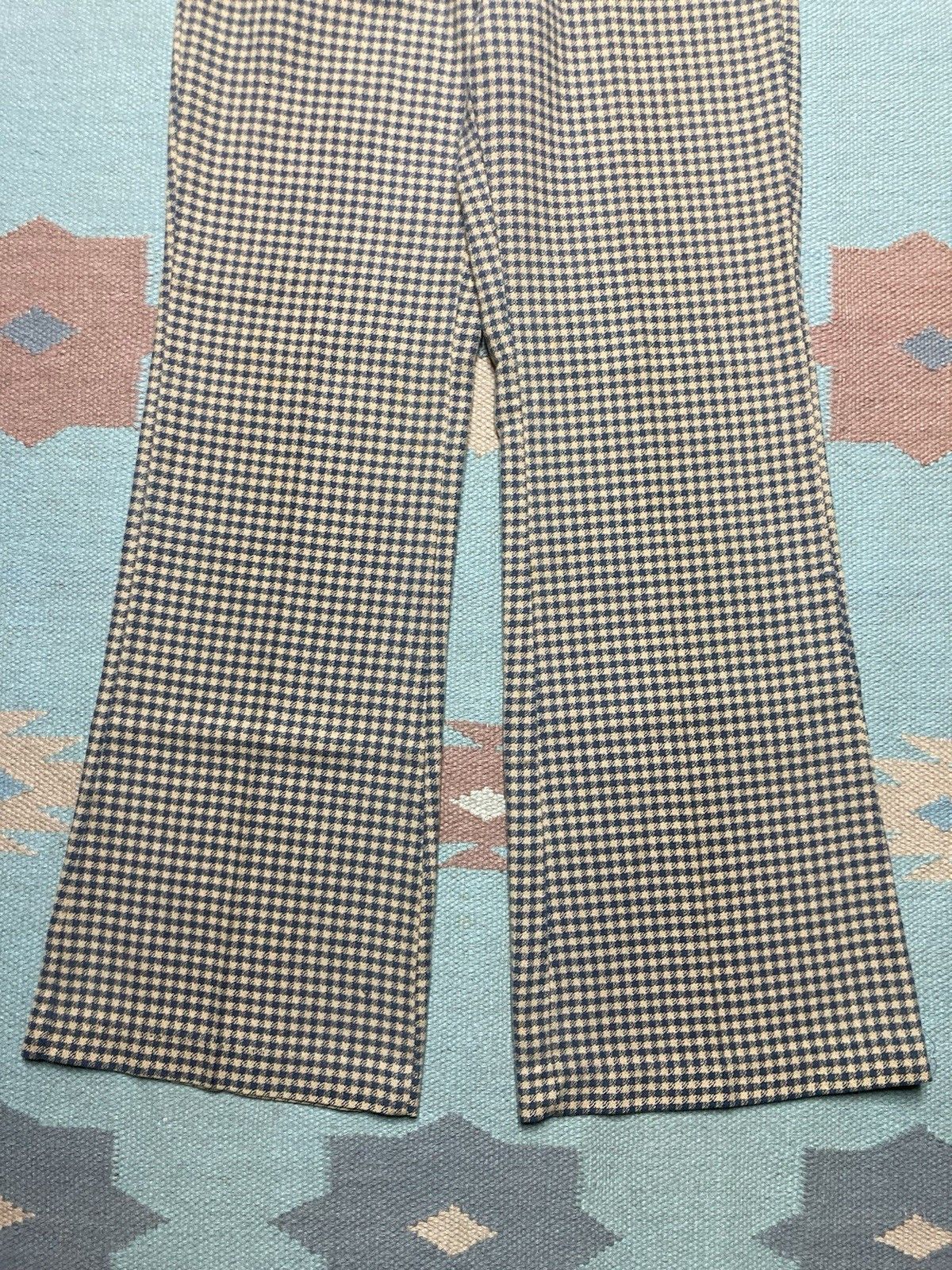 JCPenney × Vintage 70s bell bottom flare pants houndstooth checkered 18 28x28 Size 28" / US 6 / IT 42 - 2 Thumbnail