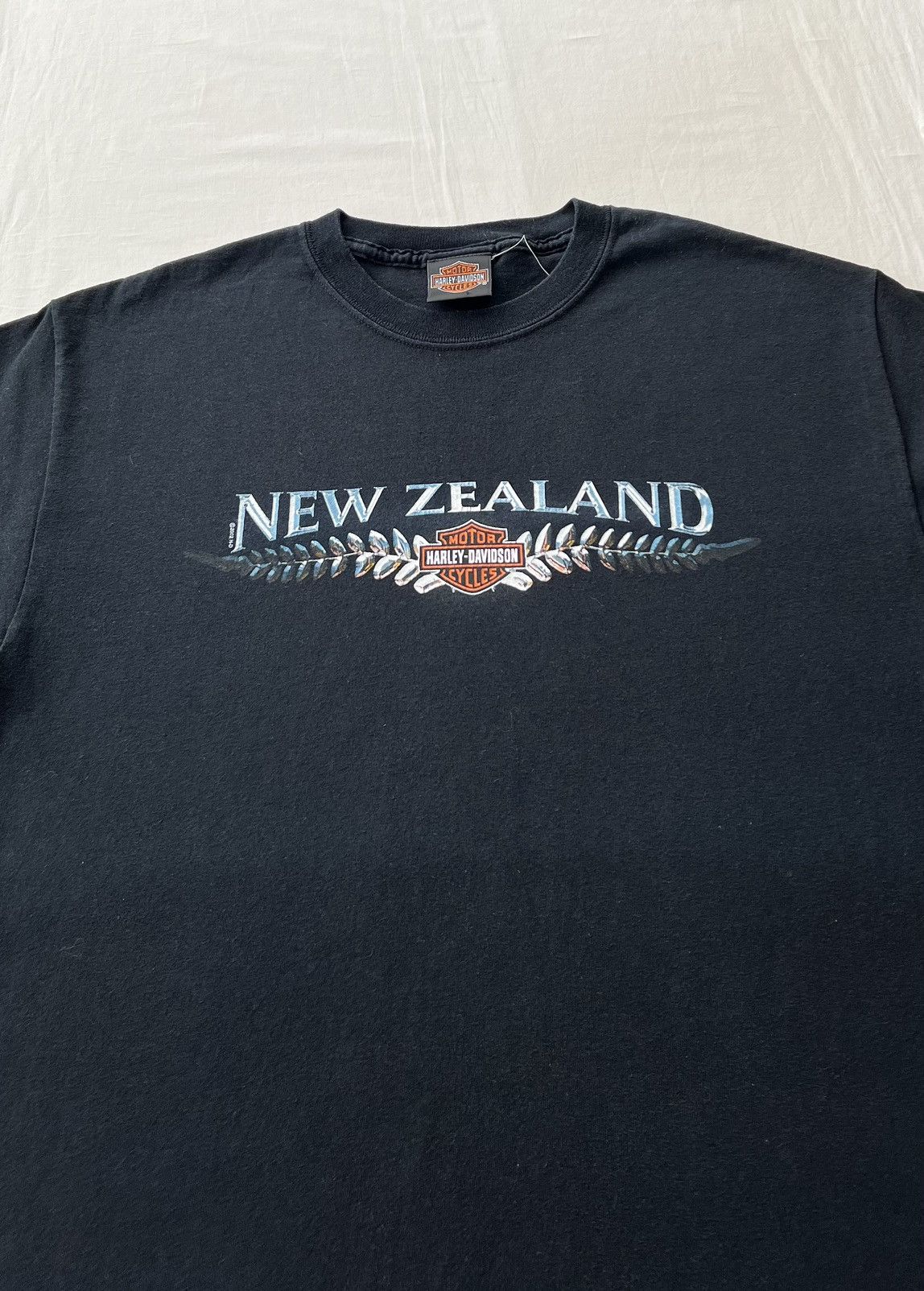 Harley Davidson Vintage 2002 Harley Davidson New Zealand Black T-shirt Size US M / EU 48-50 / 2 - 5 Thumbnail