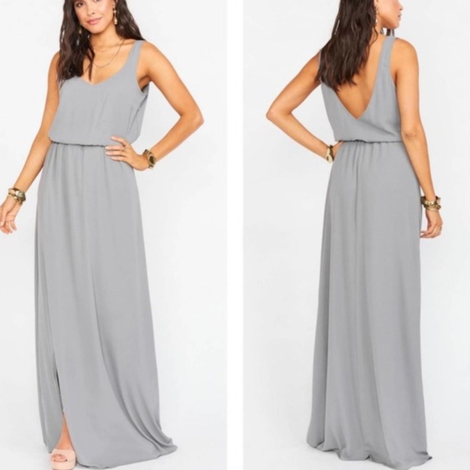 Show Me Your MuMu NWT Show Me Your Mumu Kendall Maxi Dress Charcoal Crisp S Size S / US 4 / IT 40 - 1 Thumbnail