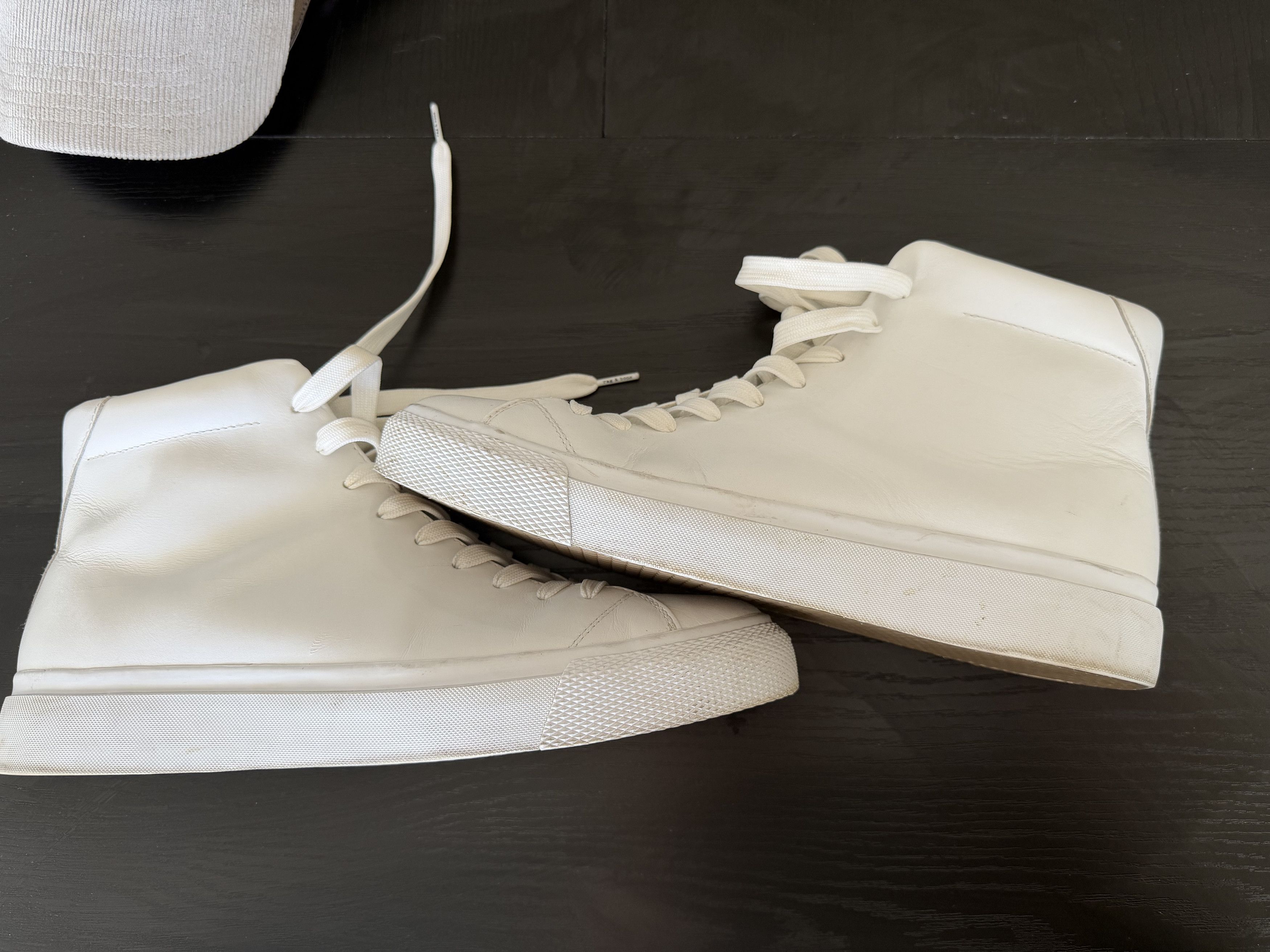 Rag & Bone RAG AND BONE WHITE LEATHER HIGH TOP SHOES Size US 13 / EU 46 - 1 Thumbnail