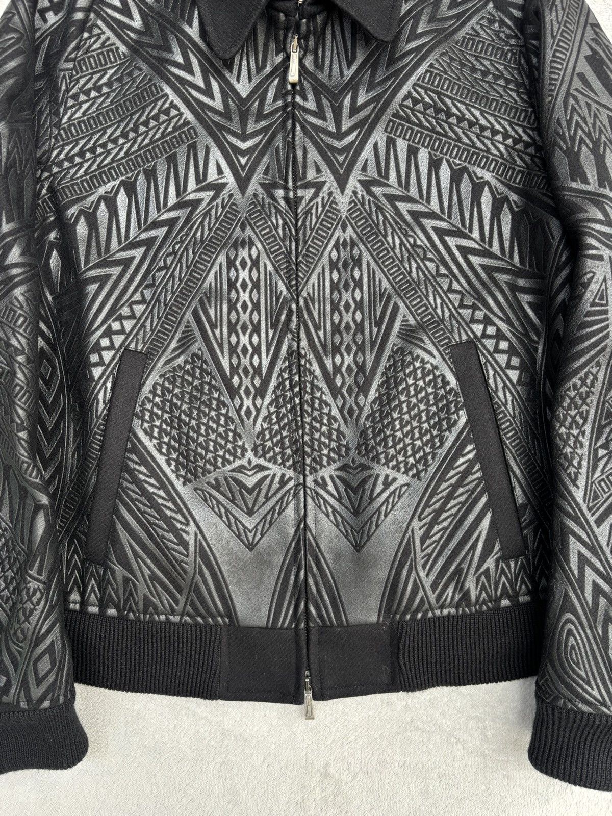 Just Cavalli AW 2014 Just Cavalli Geometric Tribal Embossed Bomber Jacket Size US M / EU 48-50 / 2 - 14 Thumbnail