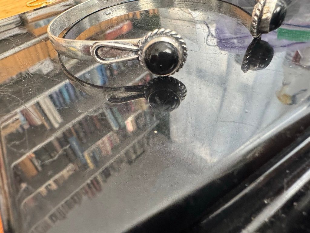 Navajo Black Onyx Sterling Silver Cuff Bracelet 1975-1980
