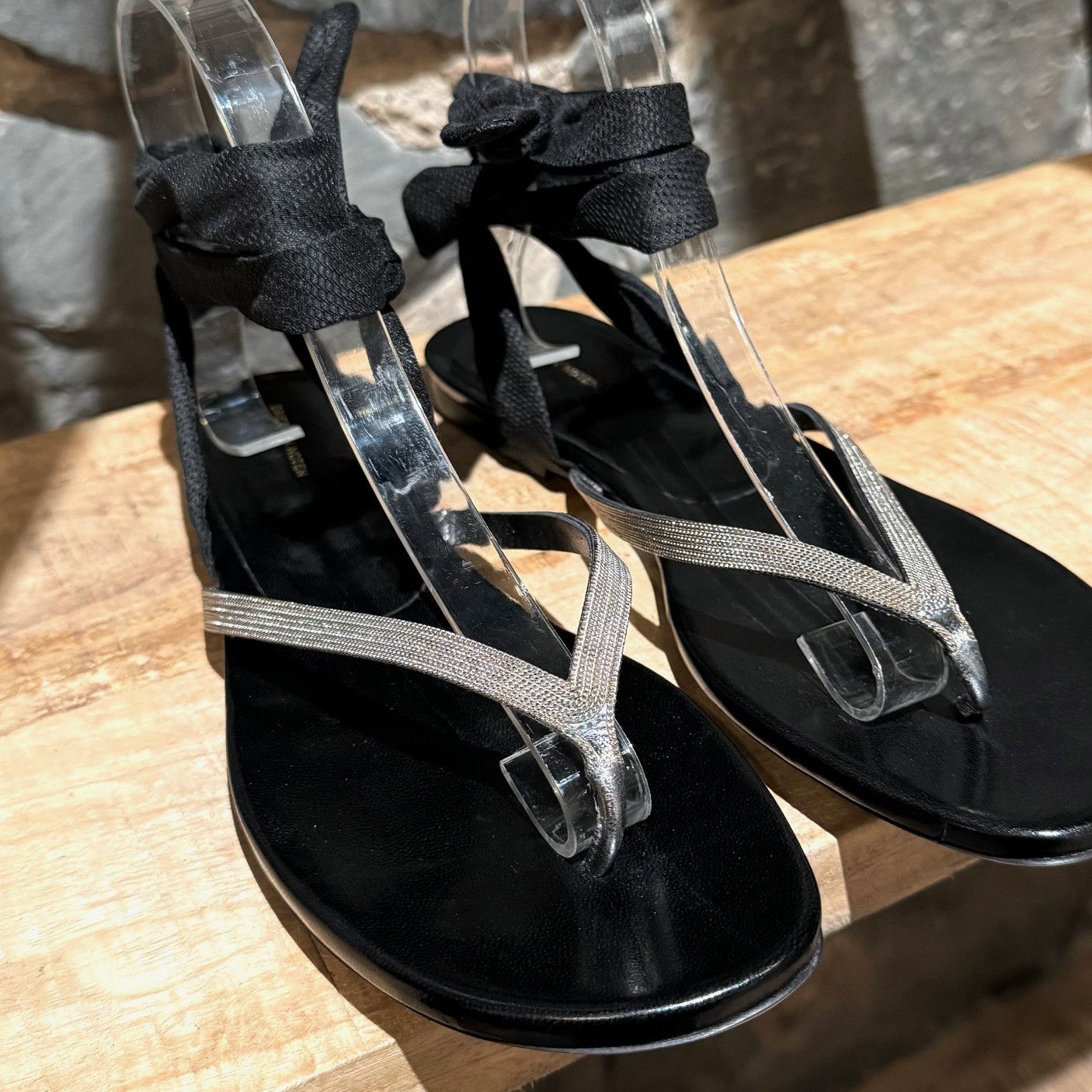 Dries Van Noten Dries Van Noten Silver Wrap Around Thong Sandals Size US 10.5 / IT 40.5 - 4 Thumbnail