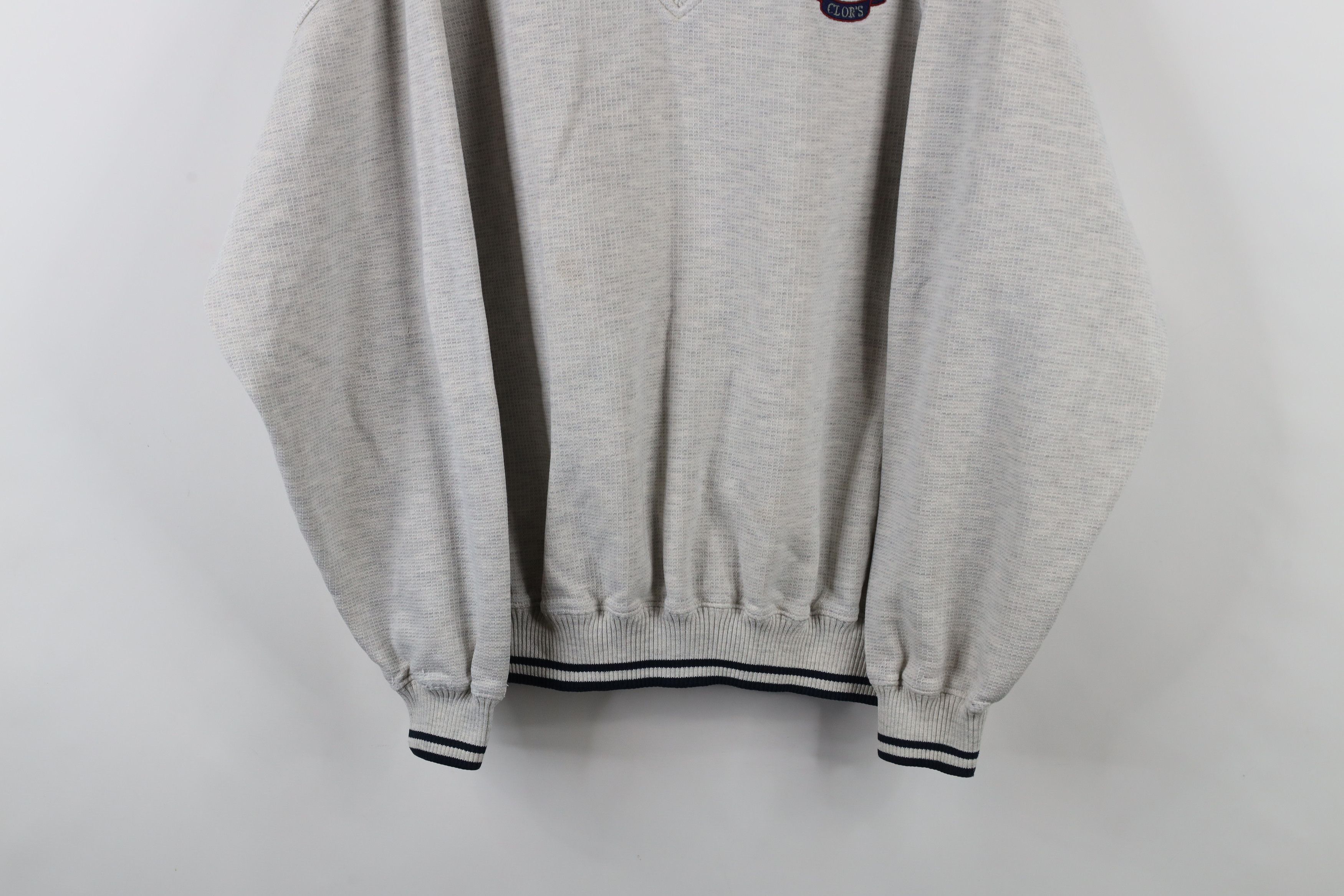 Vintage Vintage 90s Golf Course Thermal Knit V-Neck Sweatshirt Gray Size US M / EU 48-50 / 2 - 3 Thumbnail