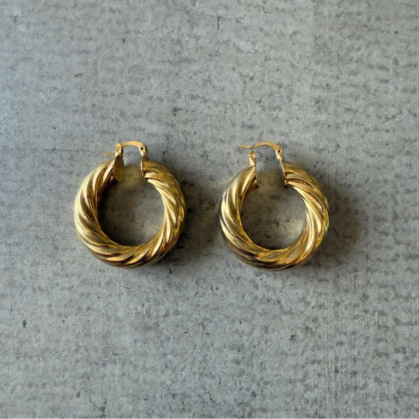 Other 14K Gold Plated Hoop Earrings / Twisted Chunky Size ONE SIZE - 1 Thumbnail