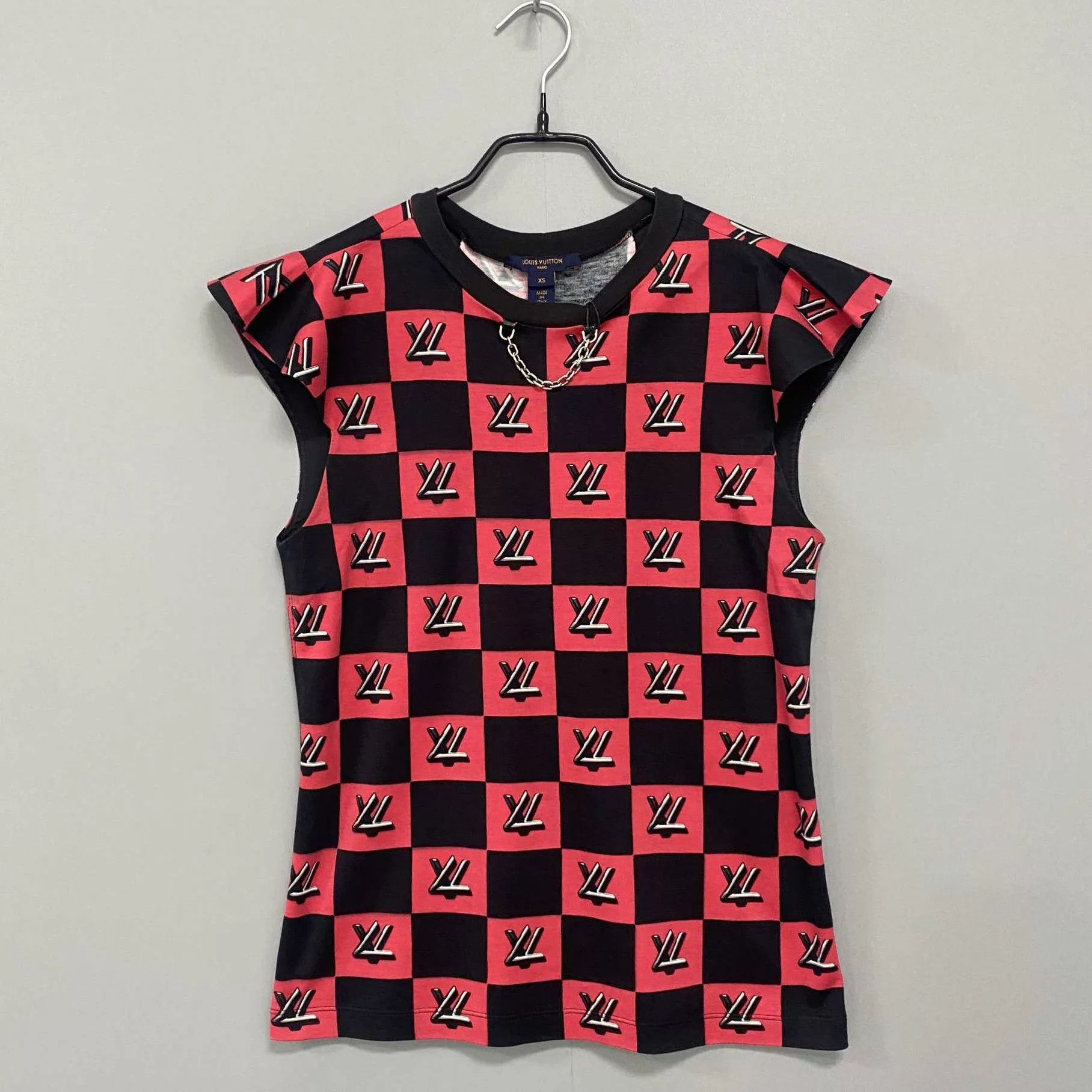 Louis Vuitton LV Women's Black Red Checkered Ruffled SS Top XS Size XS / US 0-2 / IT 36-38 - 1 Thumbnail