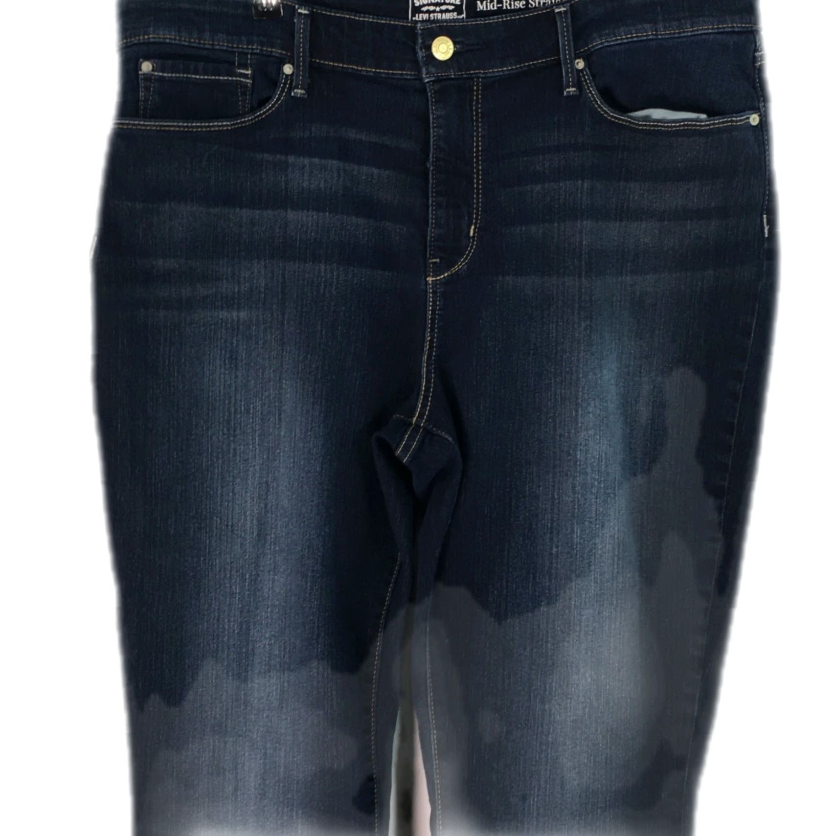 Denime Levi Strauss Gold Womens Mid Rise Straight Leg Blue Denim Jeans 34X30 Size Regular 5-Pocket Design Button Closure Size 24" / US 00 / IT 34 - 3 Thumbnail