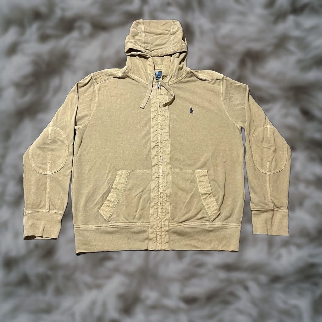 Vintage Polo Ralph Lauren Army Hoodie Men L Brown Cotton Knit